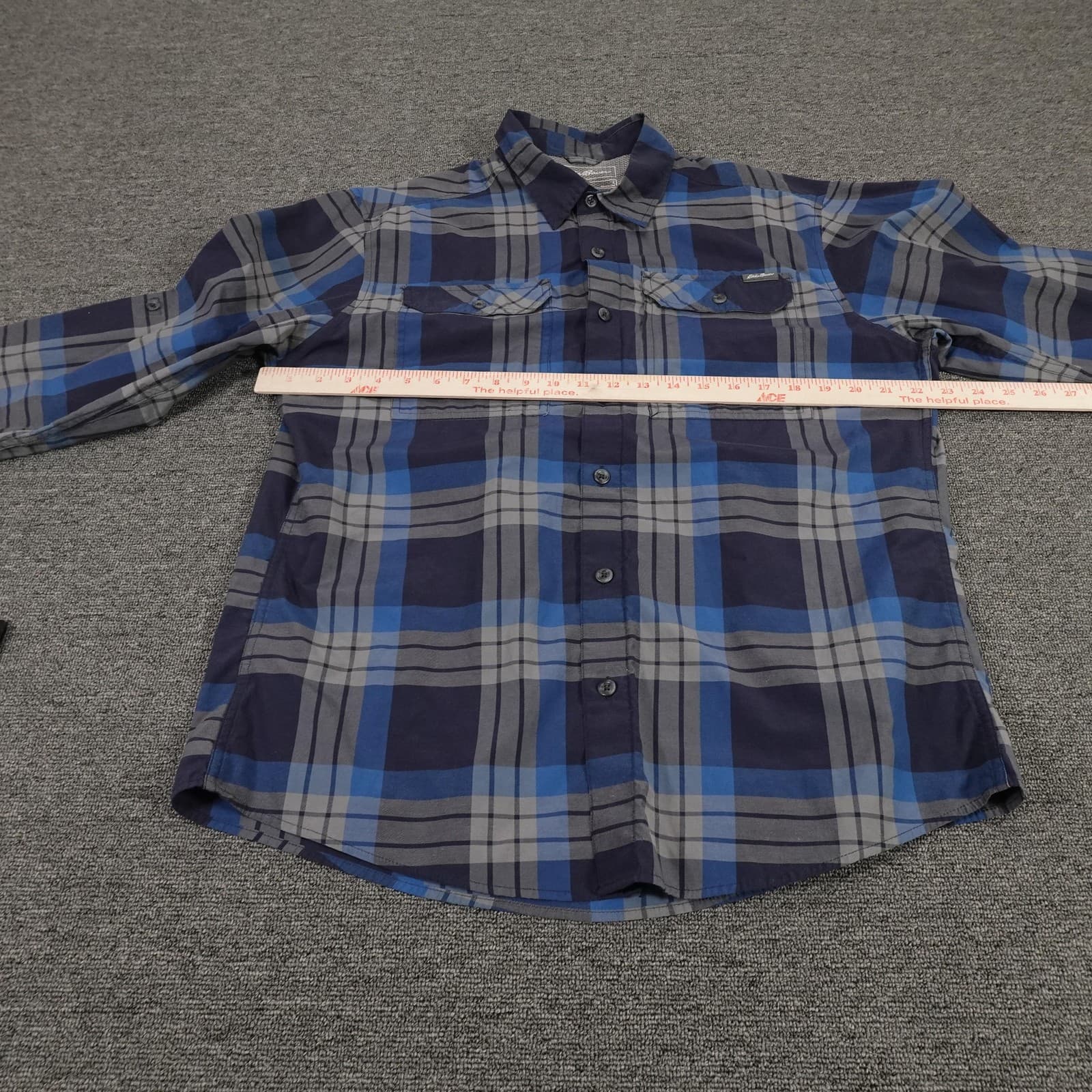 Eddie Bauer Shirt Mens Large Blue Plaid Button Front Long Sleeve Outdoor Casual - Thumbnail 4