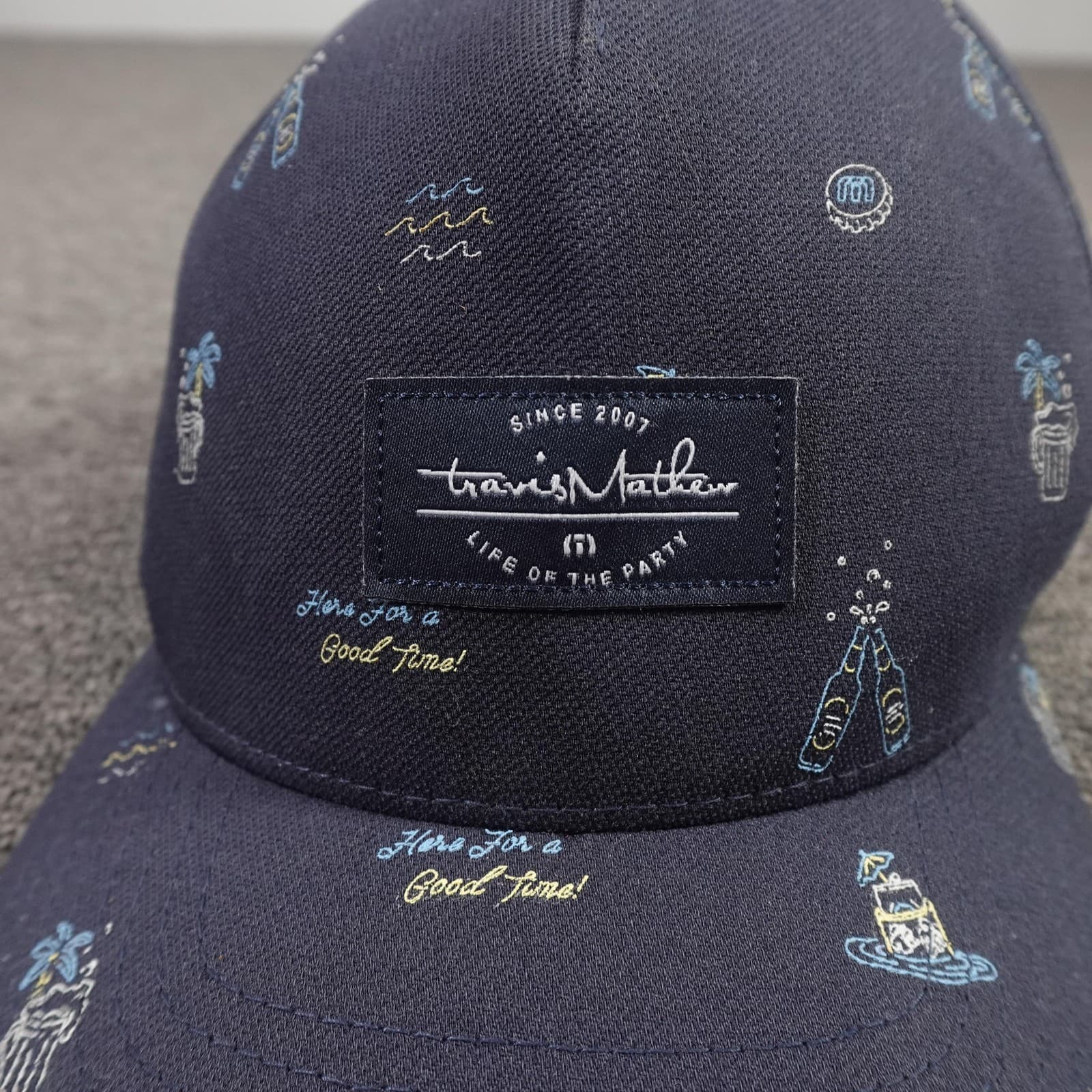 TravisMathew Hat Cap Snap Back Mens Navy Party Print Here For A Good Time - Thumbnail 2