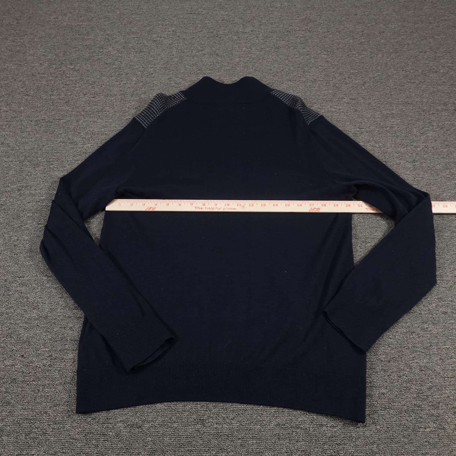 Banana Republic Sweater Mens Large Blue Merino Wool Quarter Zip Mock Neck Knit - Thumbnail 5