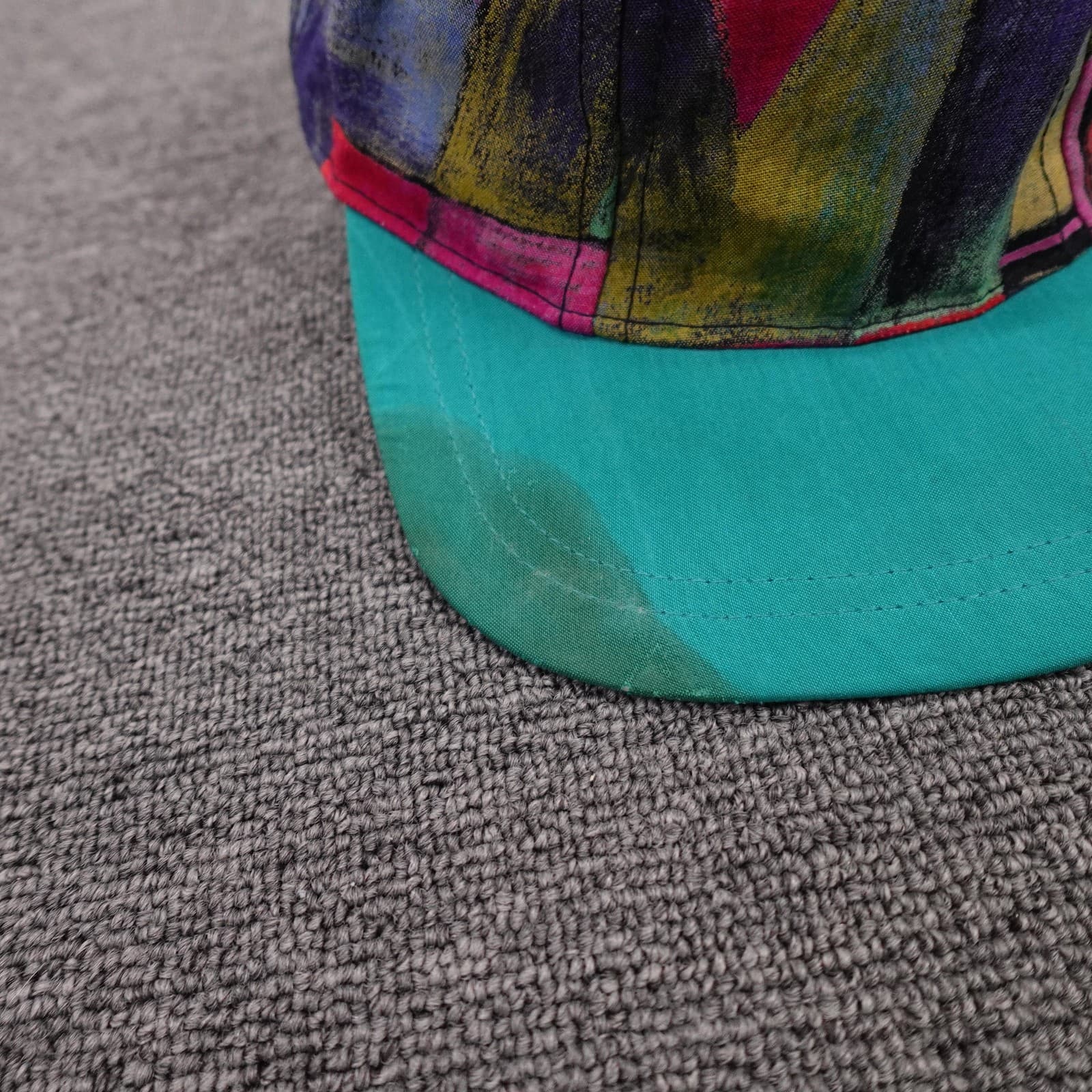 Vintage The Stitch Works Cap Hat Cap Fitted Mens One Size Multicolor Geometric - Thumbnail 2