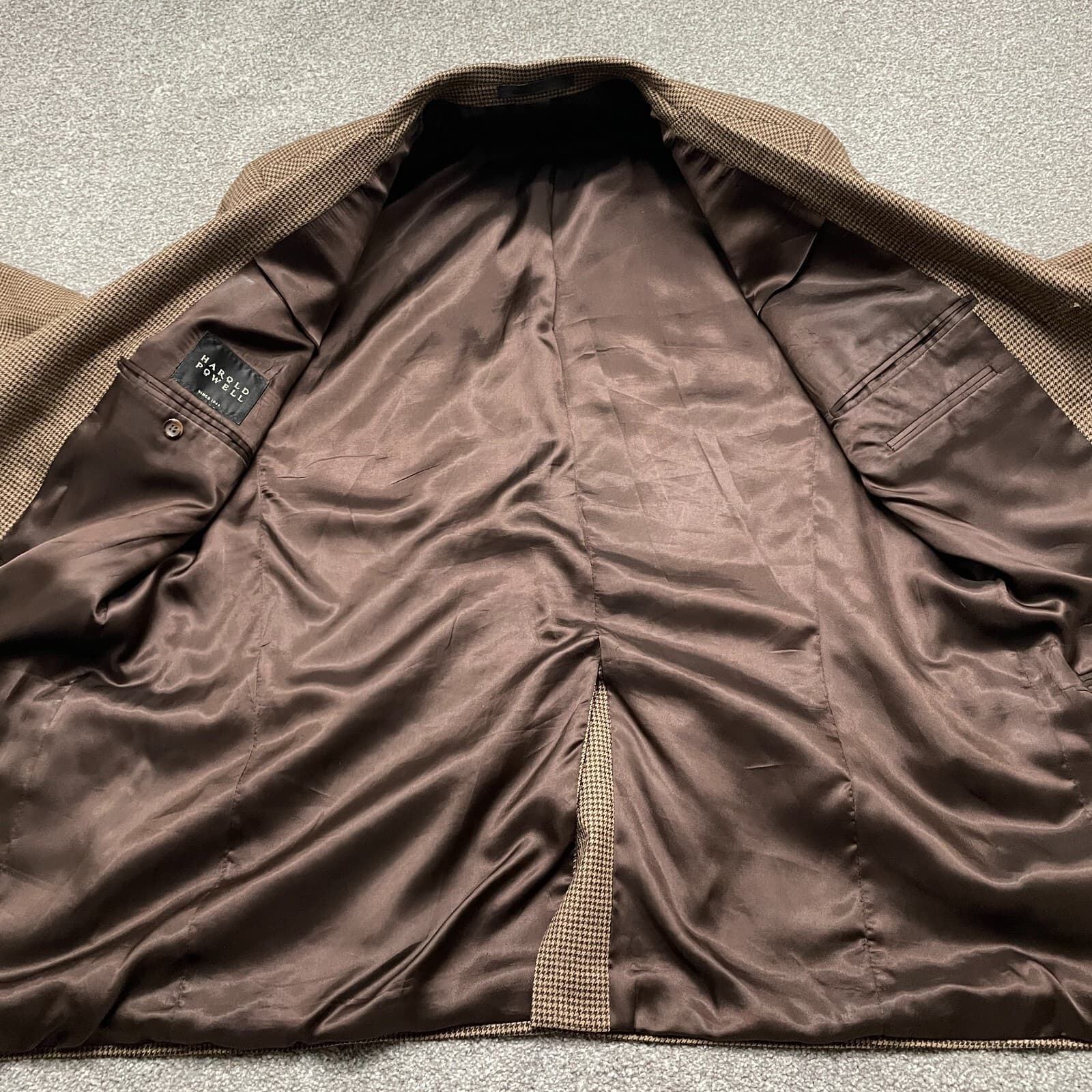 Harold Powell Blazer Jacket 44L Brown Houndstooth Loro Piana Wool Super 130s - Thumbnail 11