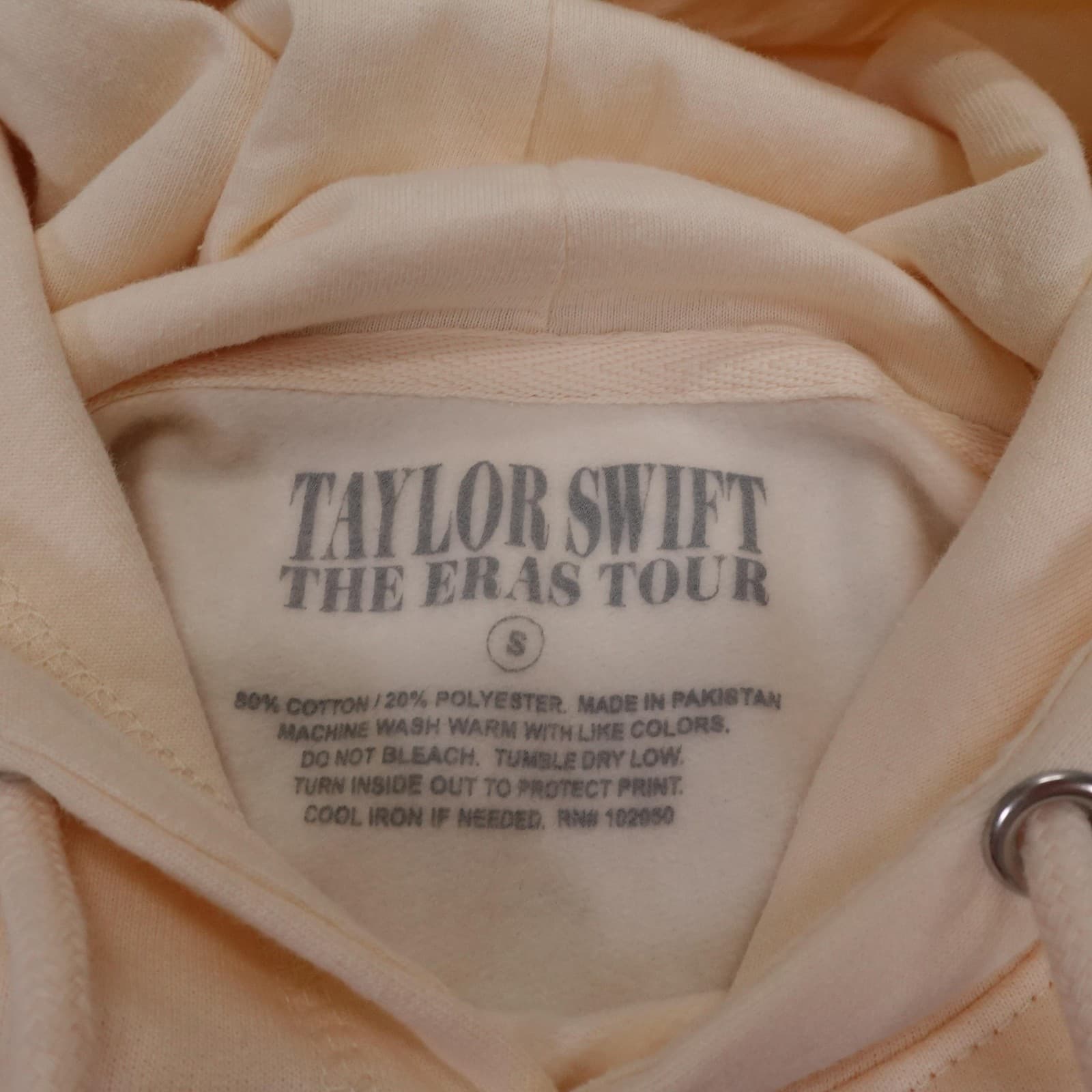 Taylor Swift The Eras Tour Hoodie Mens Small White Pullover Fleece Graphic Logo - Thumbnail 3