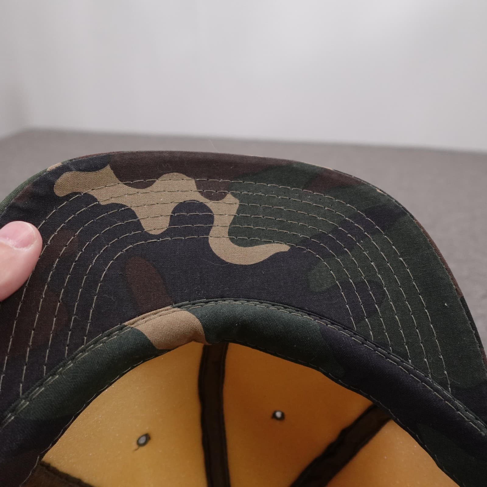 Vintage Camo Hat Cap Snap Back Mens One Size Green Camo Army Foam Lined - Thumbnail 6