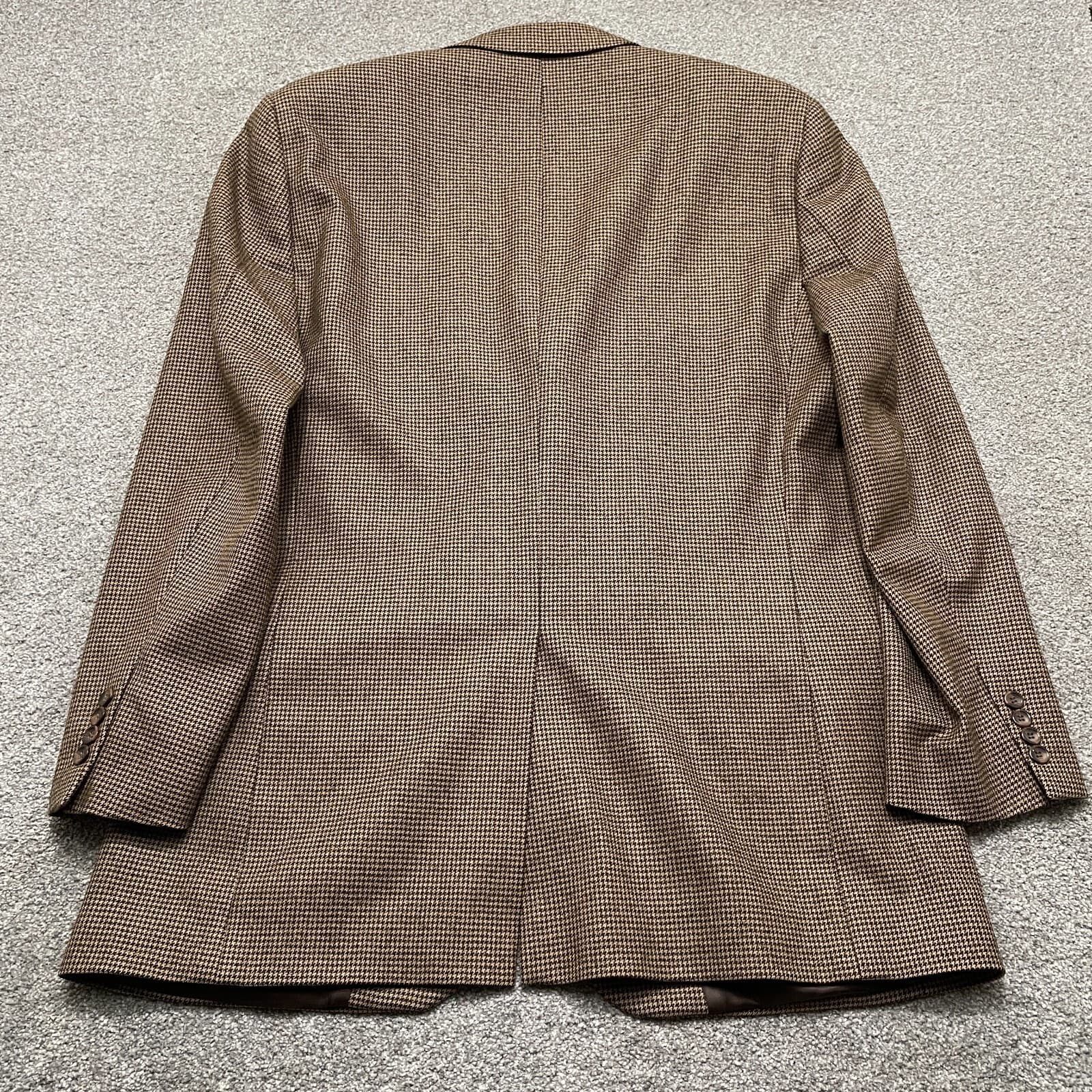 Harold Powell Blazer Jacket 44L Brown Houndstooth Loro Piana Wool Super 130s - Thumbnail 12