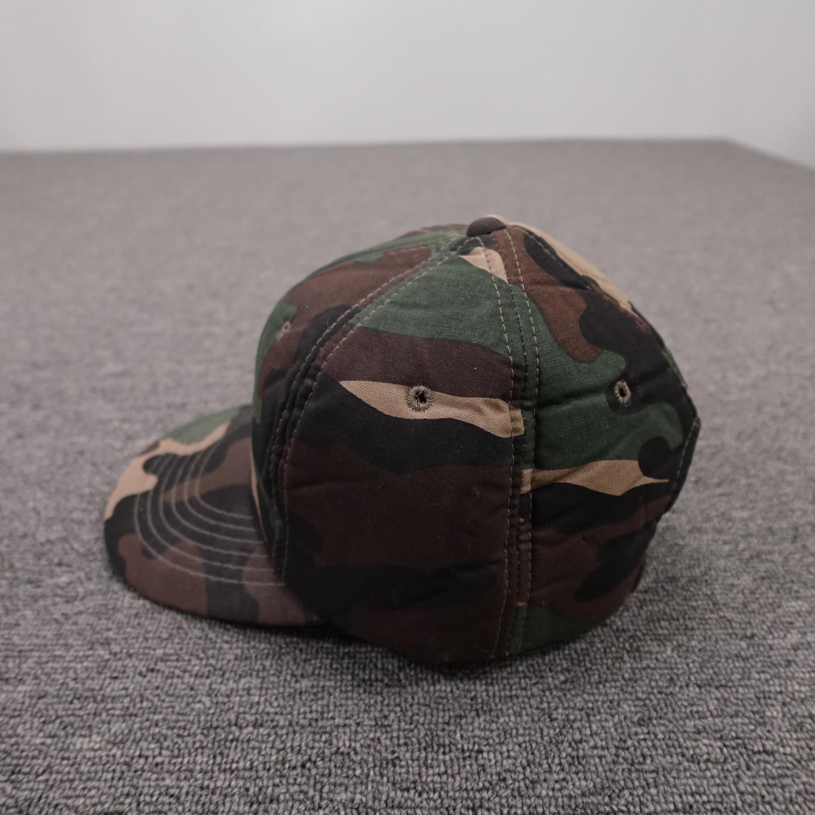 Vintage Camo Hat Cap Snap Back Mens One Size Green Camo Army Foam Lined - Thumbnail 2