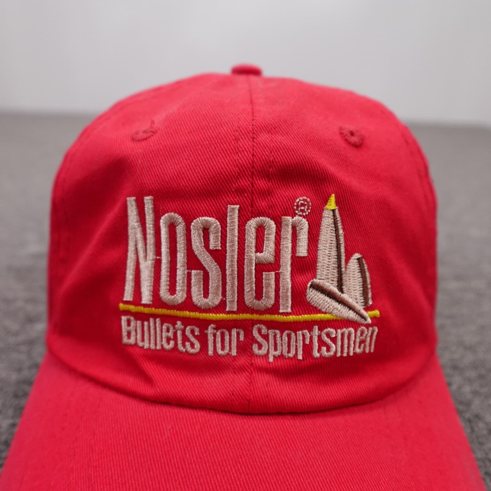 Vintage Nosler Hat Cap Snap Back Mens One Size Red Twill Baseball Hunting Ammo - Thumbnail 2