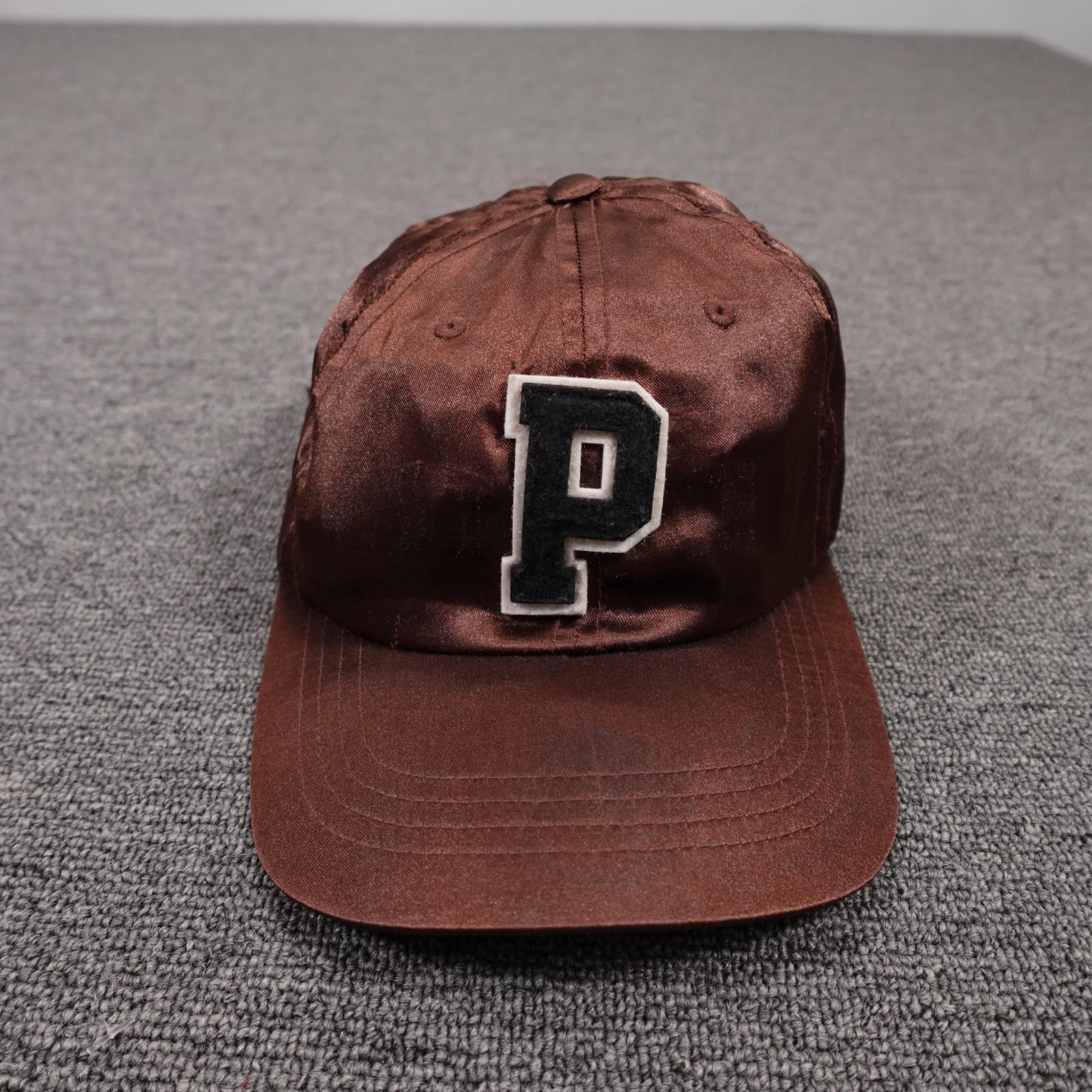 Stance Hat Cap Strap Back Mens One Size Brown Satin P Patch Baseball Logo
