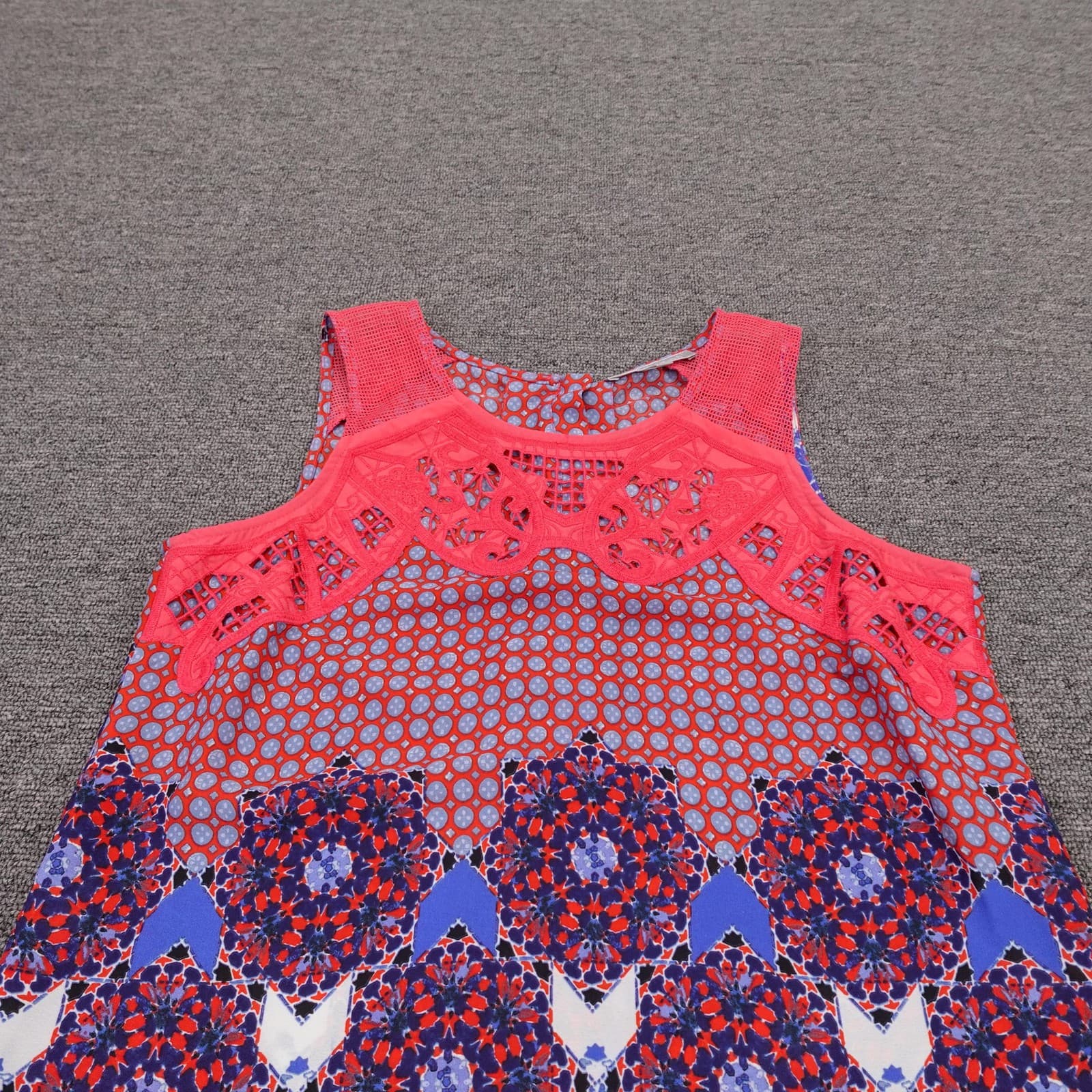 Daniel Rainn Tank Top Womens XS Multicolor Crochet Yoke Boho Tunic Sleeveless - Thumbnail 2