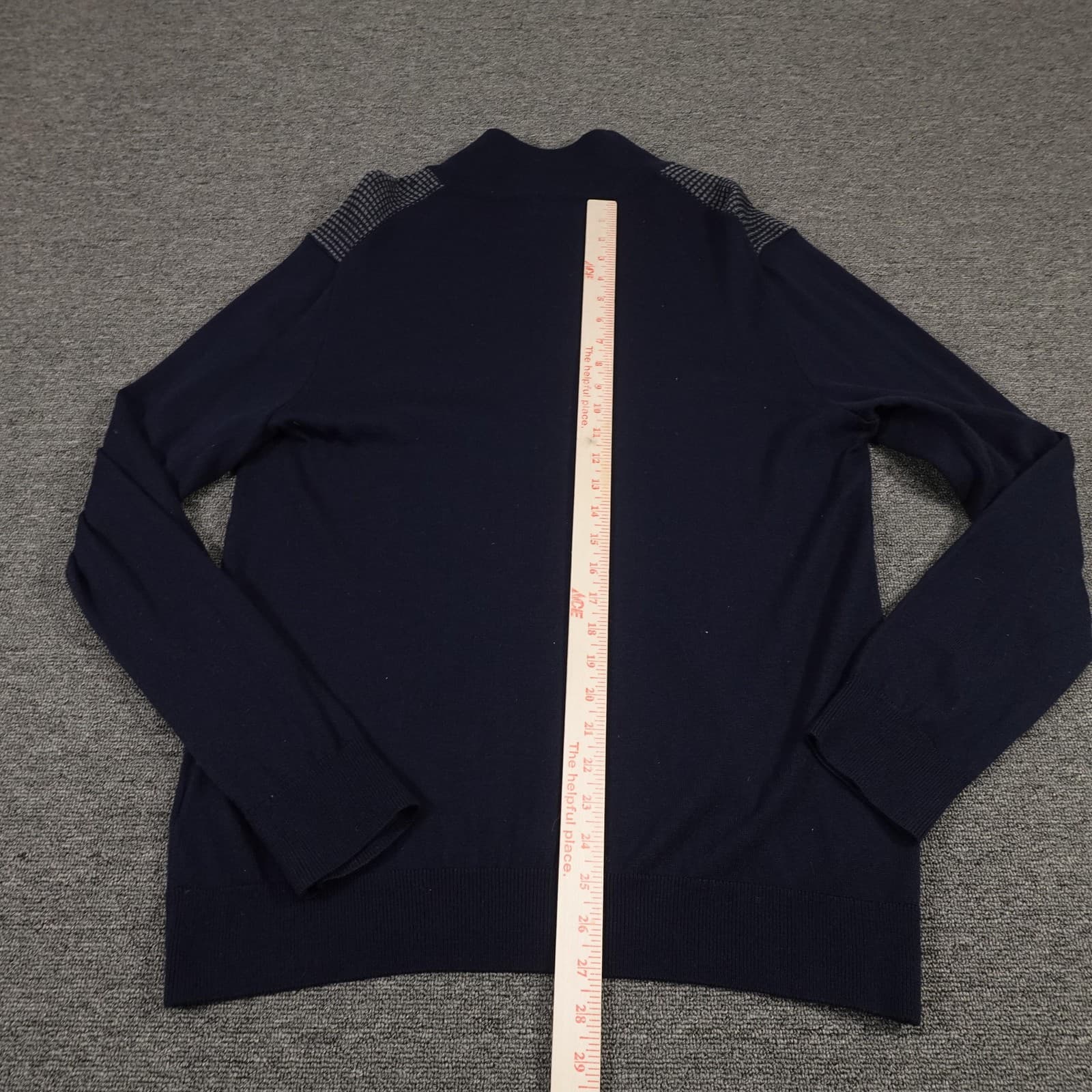Banana Republic Sweater Mens Large Blue Merino Wool Quarter Zip Mock Neck Knit - Thumbnail 7