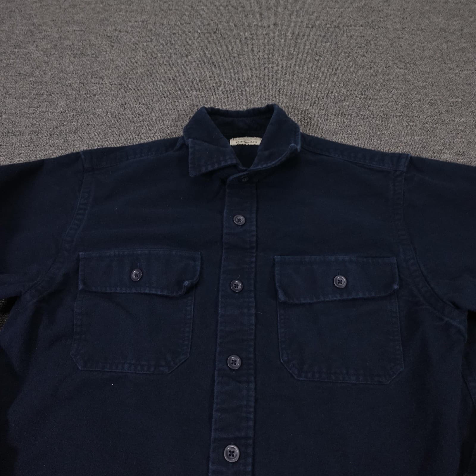 L.L.Bean Shirt Mens Large Blue Solid Flannel Long Sleeve Button Up Casual - Thumbnail 2