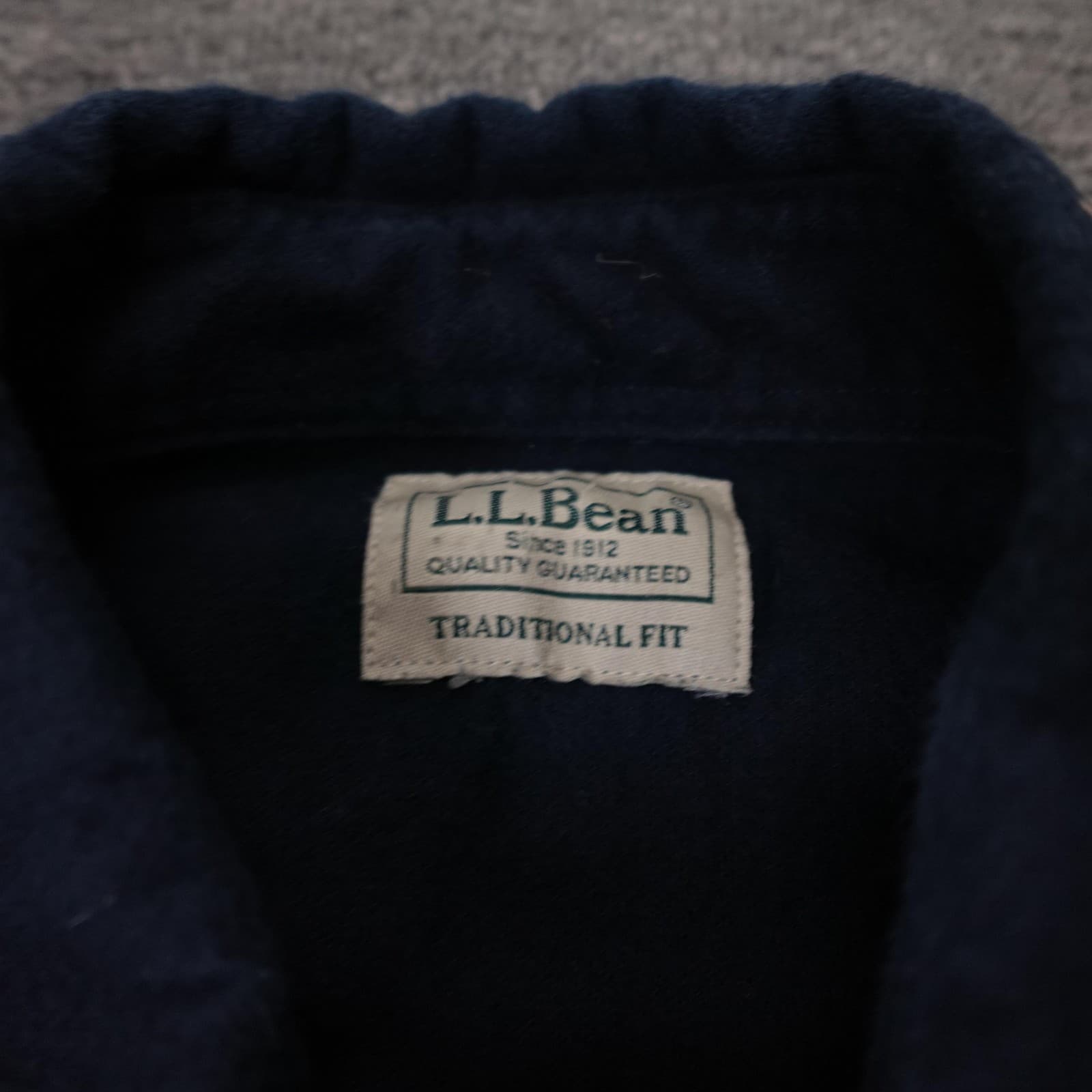 L.L.Bean Shirt Mens Large Blue Solid Flannel Long Sleeve Button Up Casual - Thumbnail 3