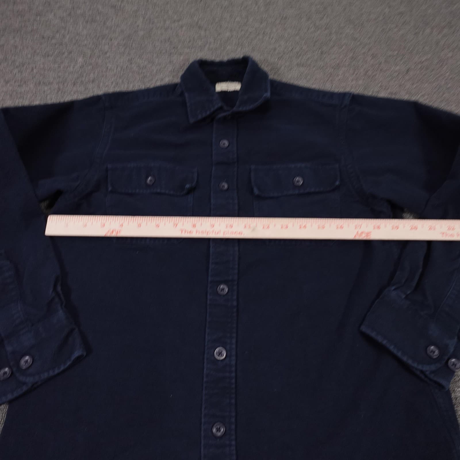 L.L.Bean Shirt Mens Large Blue Solid Flannel Long Sleeve Button Up Casual - Thumbnail 4