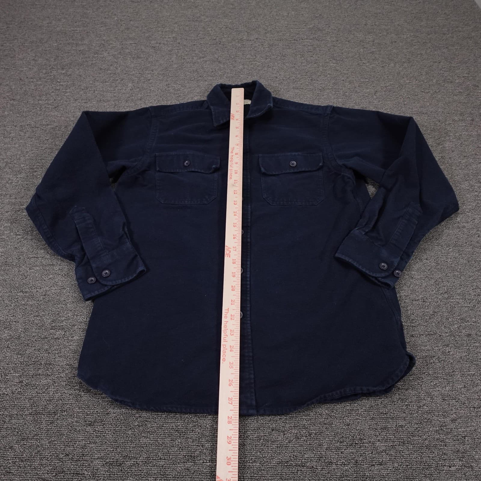 L.L.Bean Shirt Mens Large Blue Solid Flannel Long Sleeve Button Up Casual - Thumbnail 5