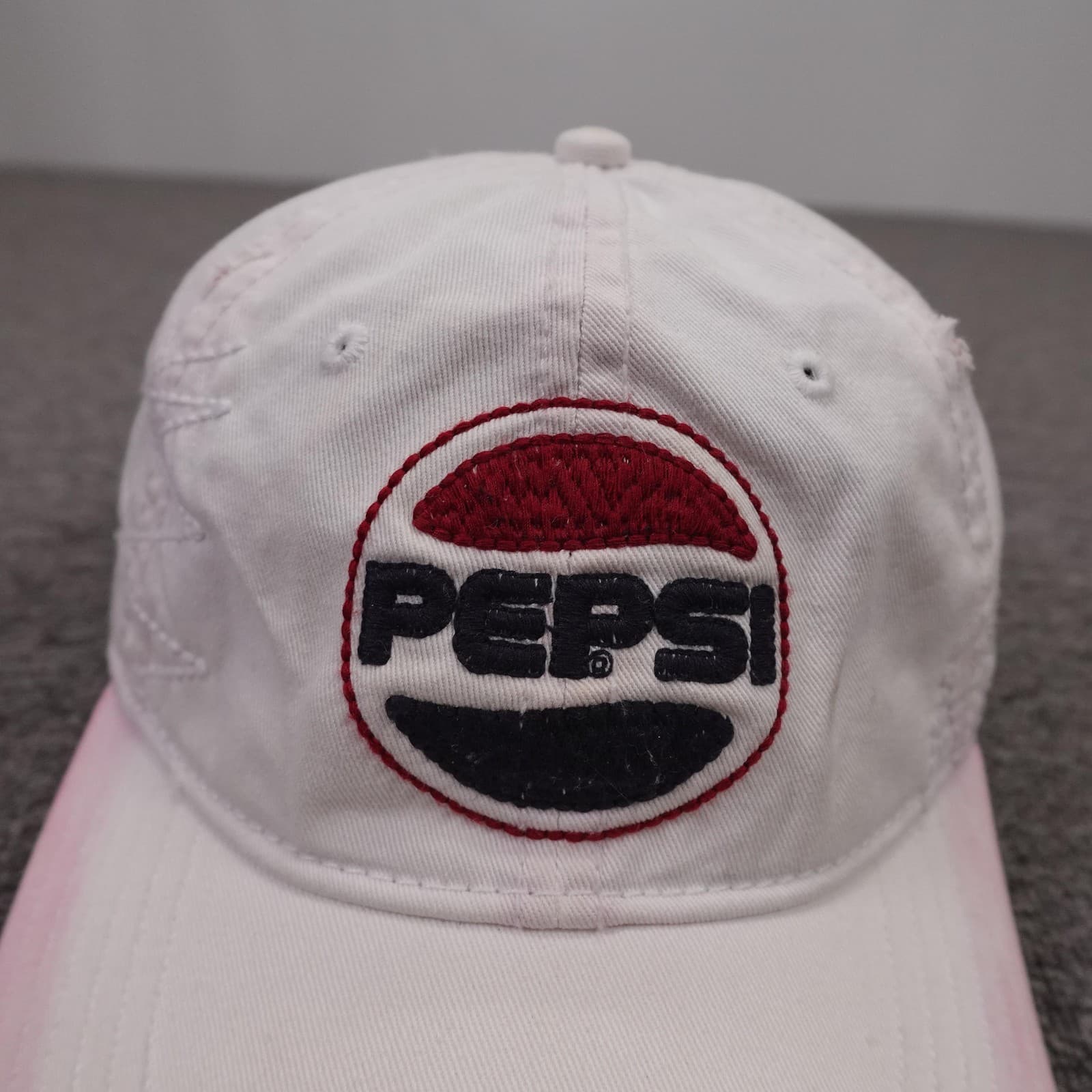 Pepsi Hat Cap Strap Back Mens One Size White Twill Baseball Logo Retro - Thumbnail 2