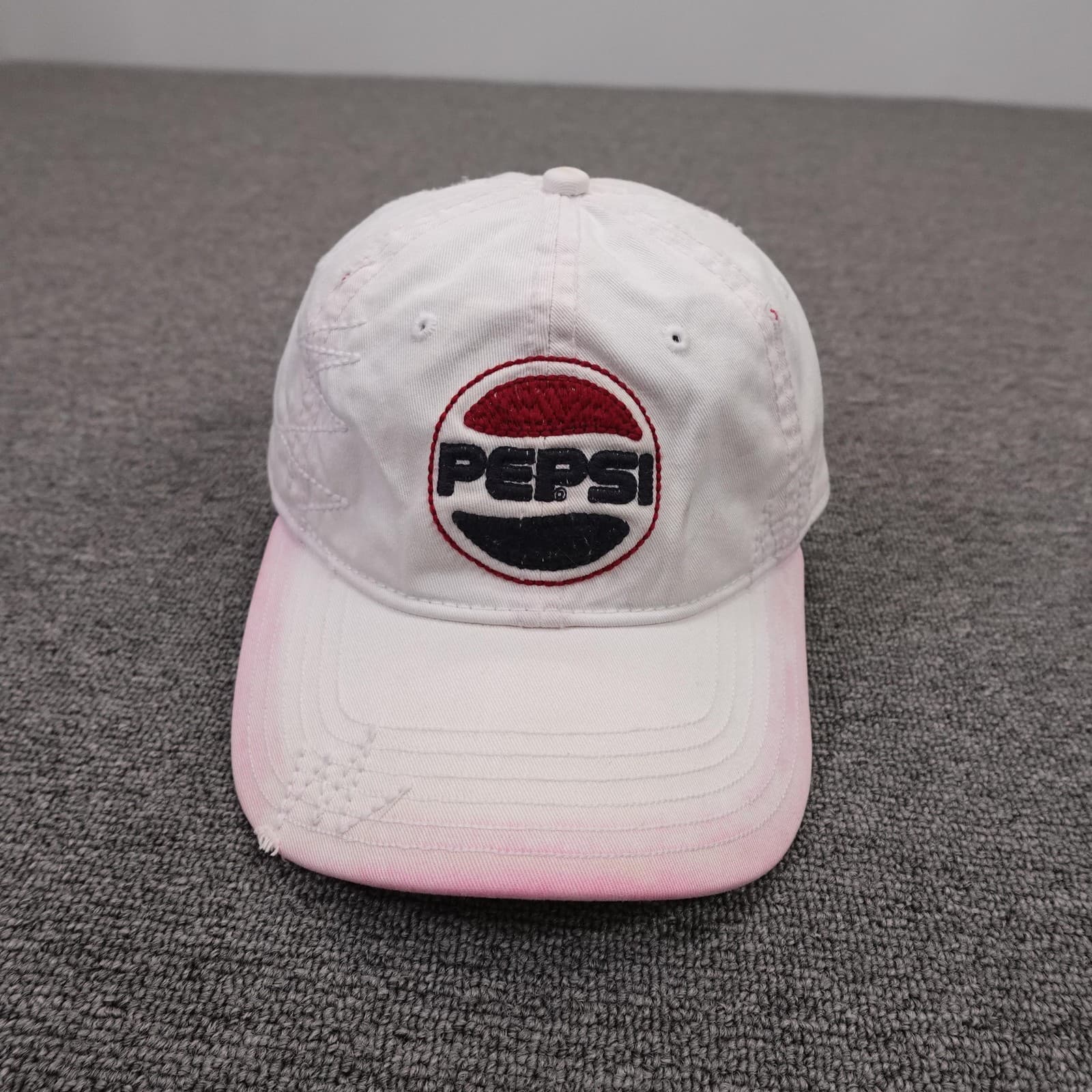 Pepsi Hat Cap Strap Back Mens One Size White Twill Baseball Logo Retro