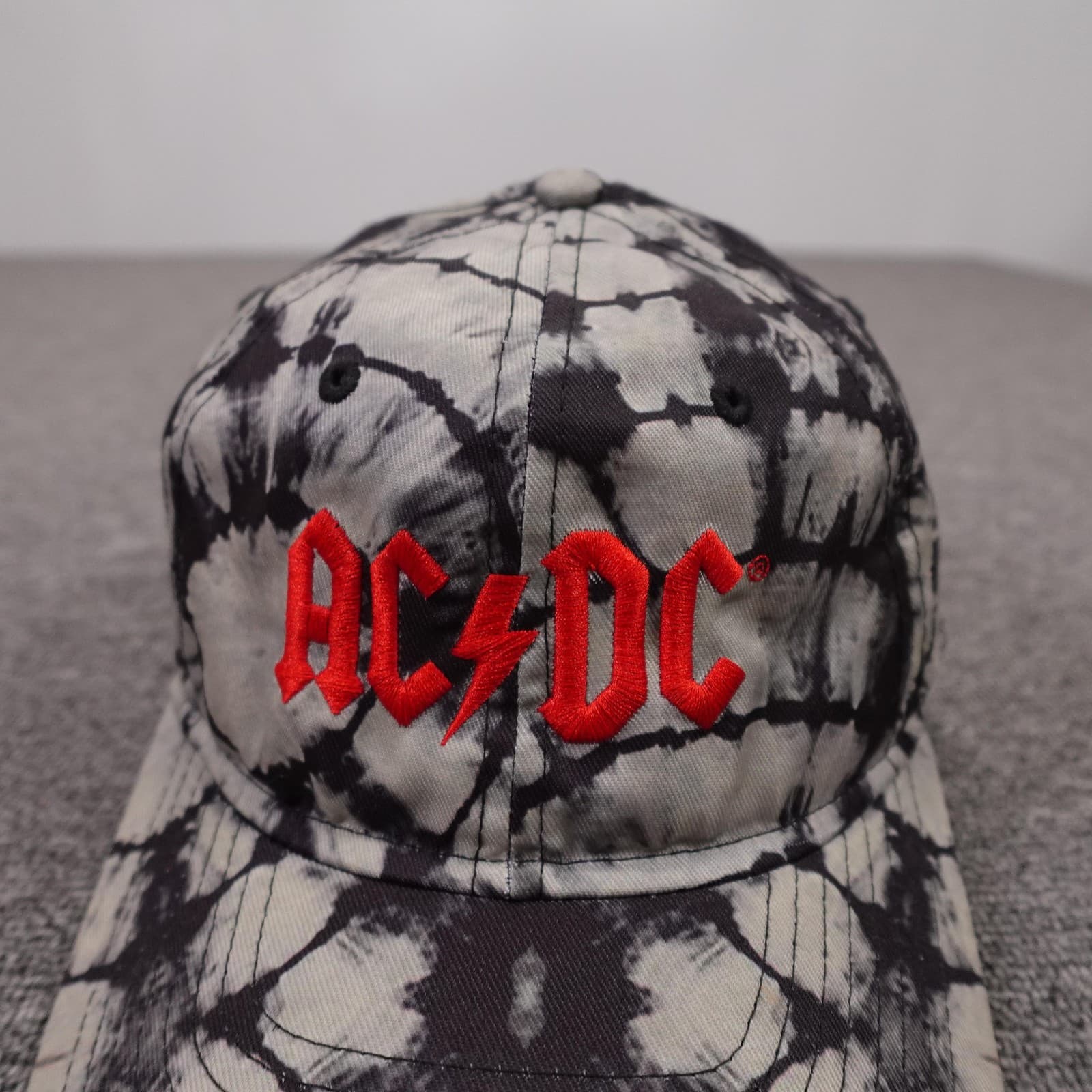 AC/DC Tie Dye Hat Unisex Adjustable Black Gray Baseball Cap Rock Band Merch - Thumbnail 2