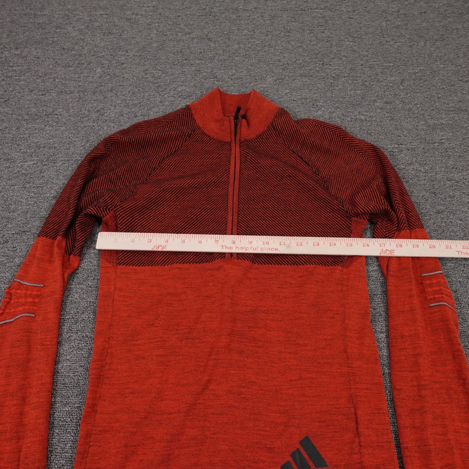 Adidas Sweater Small Red Climaheat 1/4 Zip Wool Blend Running Thermal Hiking - Thumbnail 6