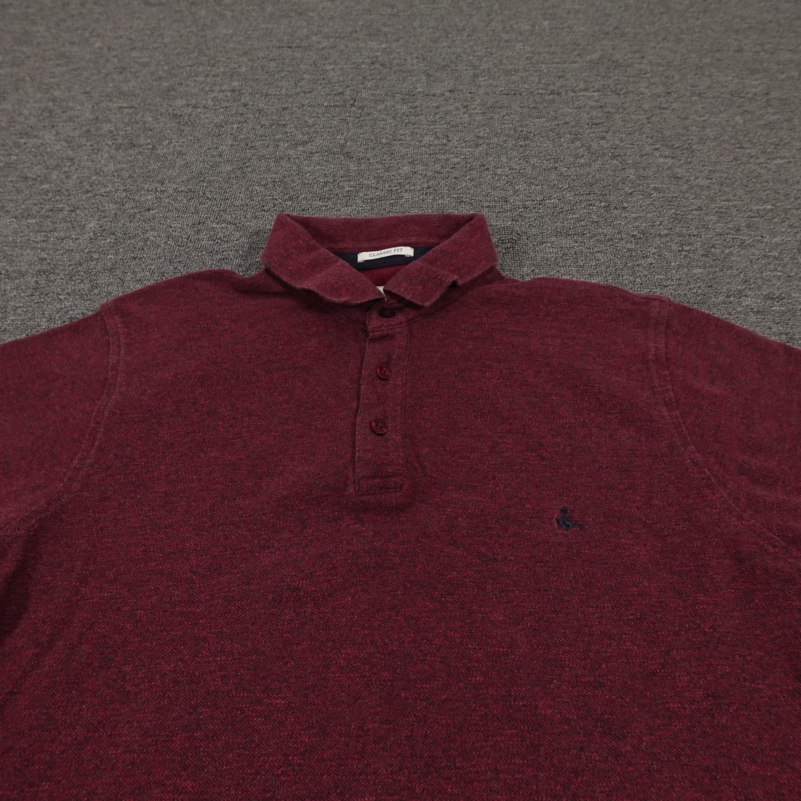 Jack Wills Polo Shirt Mens Large Burgundy Short Sleeve Preppy Cotton - Thumbnail 2