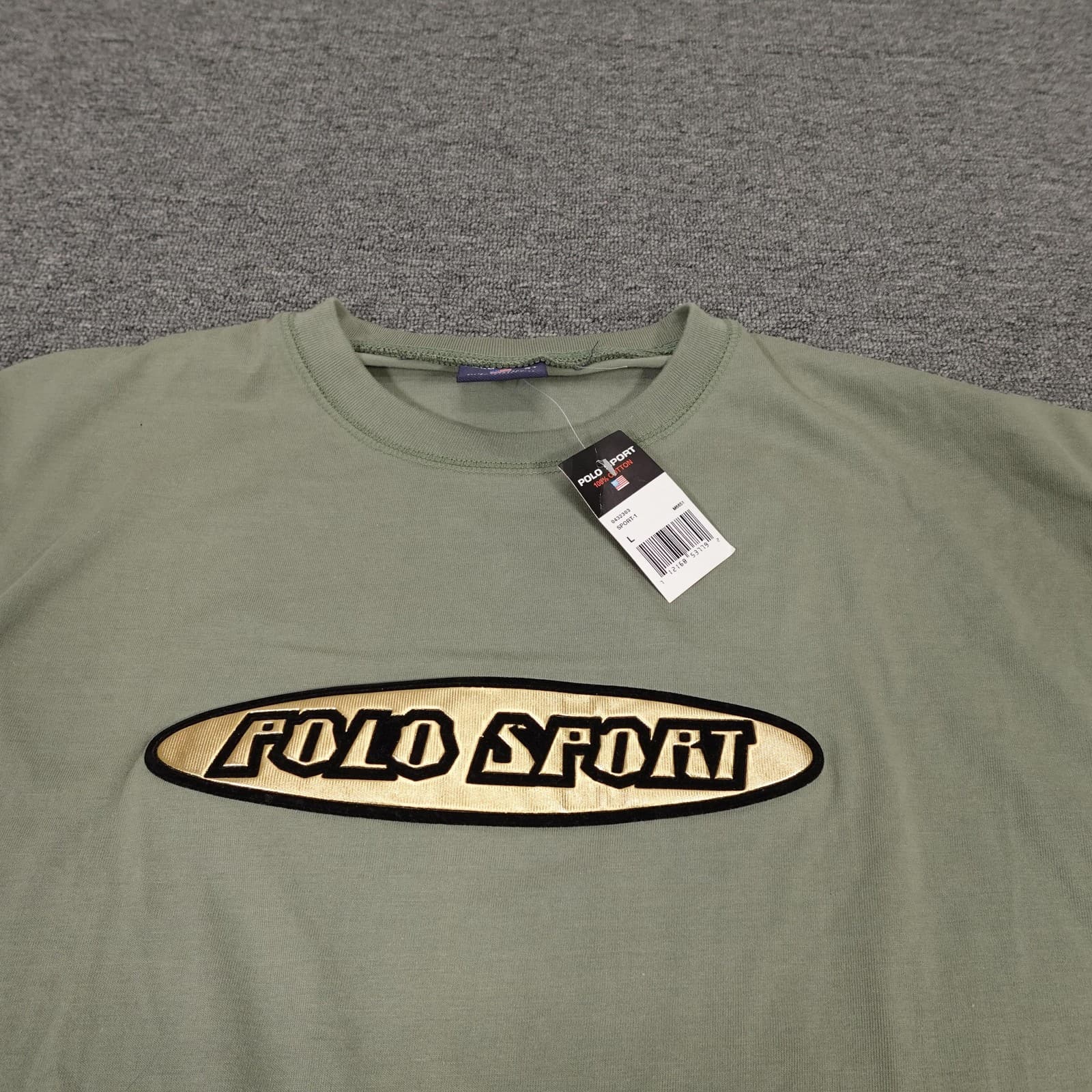 Vintage Polo Sport Shirt Mens Large Green Sleeveless Logo Muscle Graphic Tee 90s - Thumbnail 2