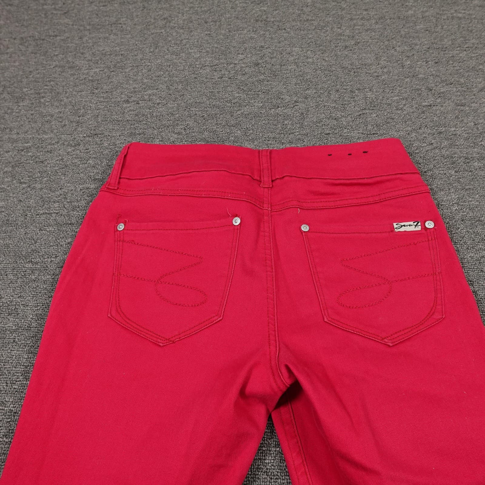 Seven7 Jeans Womens 8 Red Tummyless Skinny Mid Rise Stretch Shaping Denim Pants - Thumbnail 4