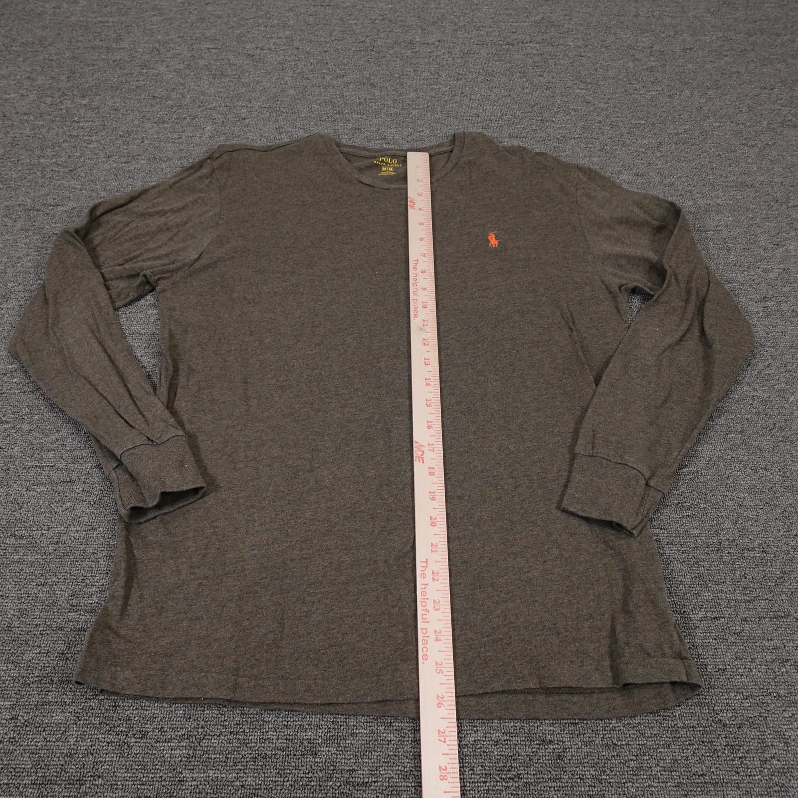 Polo Ralph Lauren Shirt Mens Medium Brown Long Sleeve Tagless Tee Red Pony Logo - Thumbnail 4