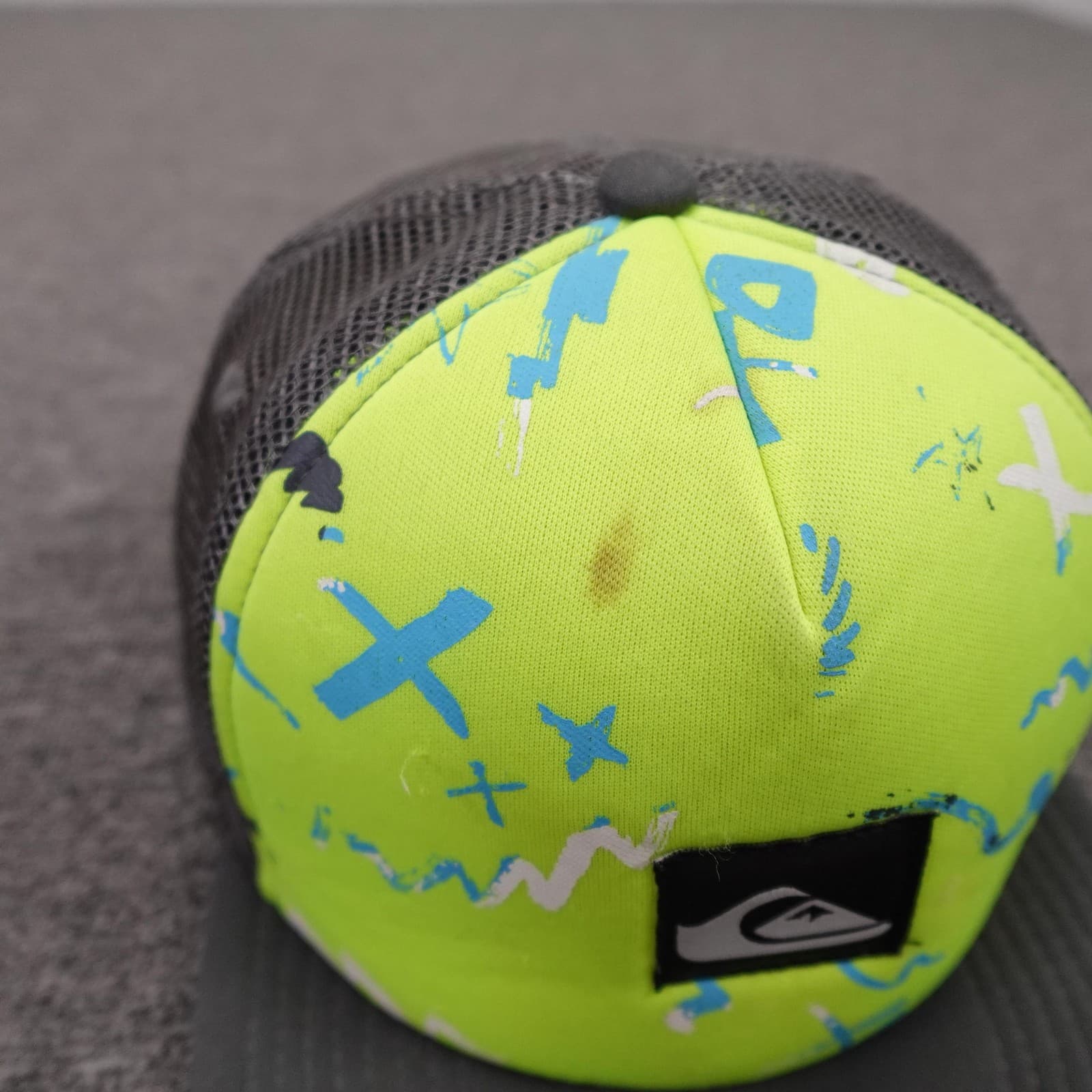 Quiksilver Hat Cap Snap Back Mens One Size Yellow Gray Mesh Trucker Baseball - Thumbnail 3