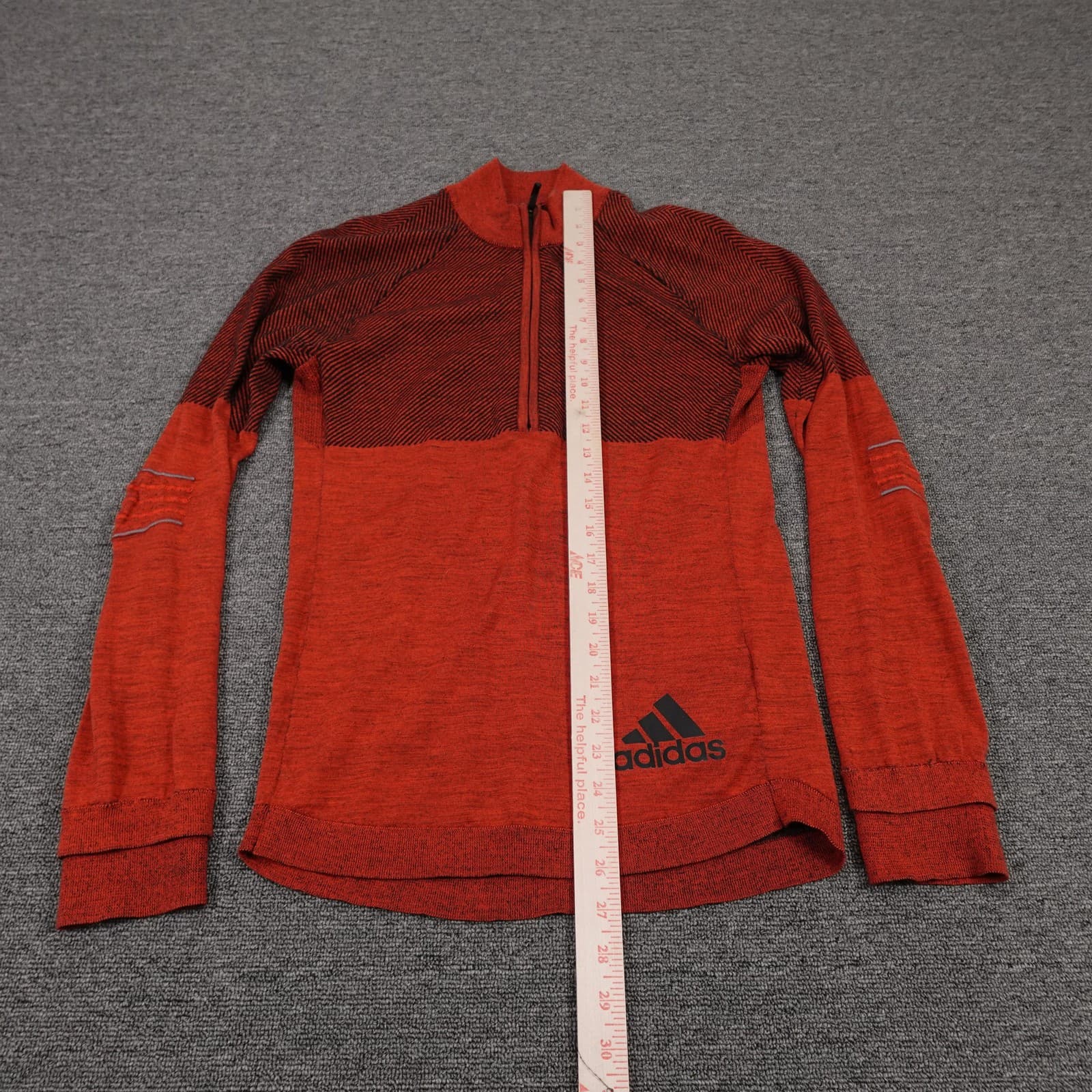 Adidas Sweater Small Red Climaheat 1/4 Zip Wool Blend Running Thermal Hiking - Thumbnail 7