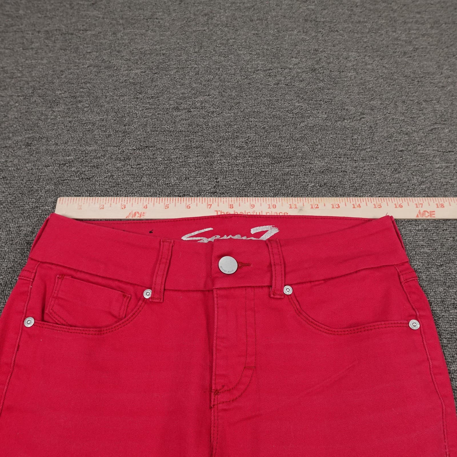 Seven7 Jeans Womens 8 Red Tummyless Skinny Mid Rise Stretch Shaping Denim Pants - Thumbnail 8