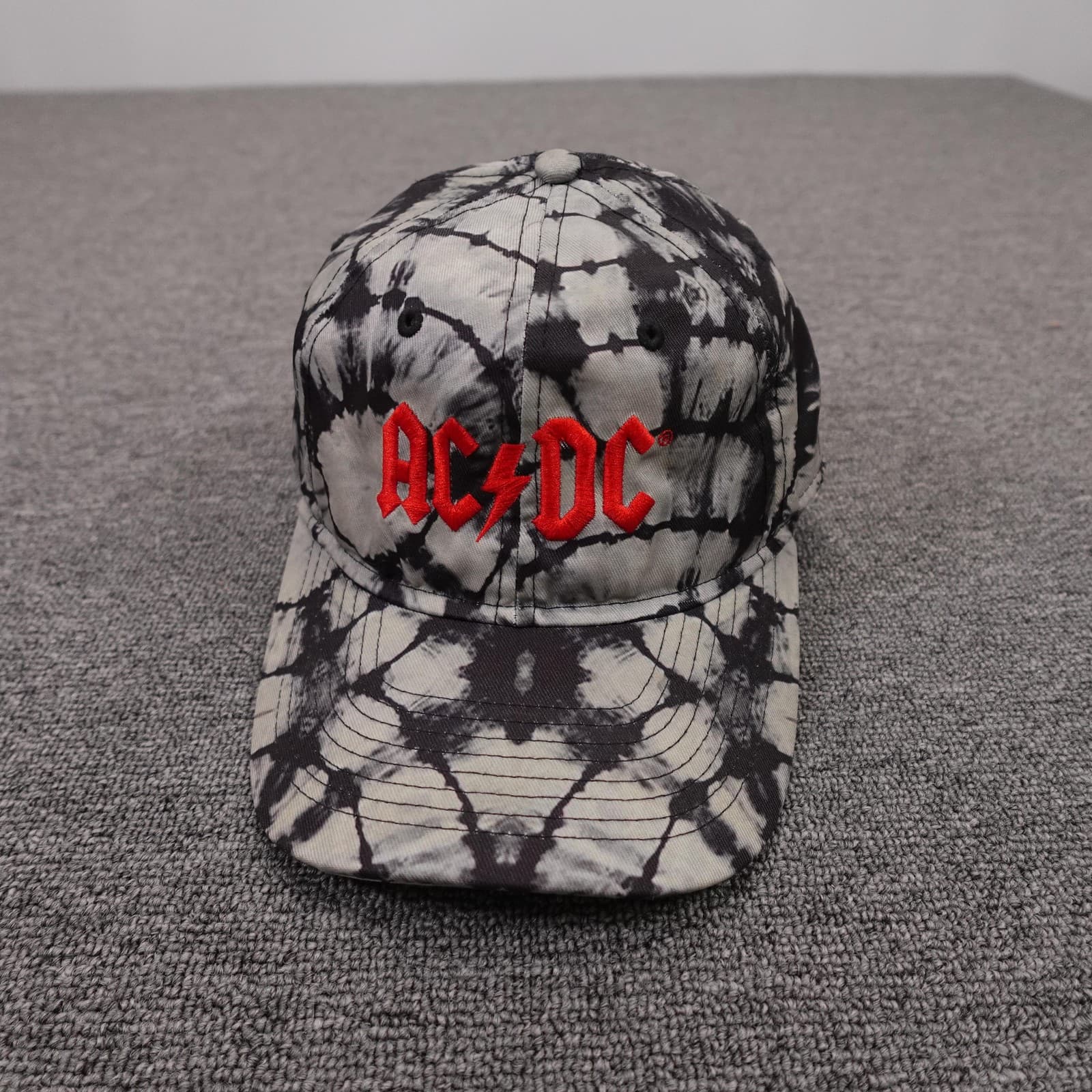 AC/DC Tie Dye Hat Unisex Adjustable Black Gray Baseball Cap Rock Band Merch