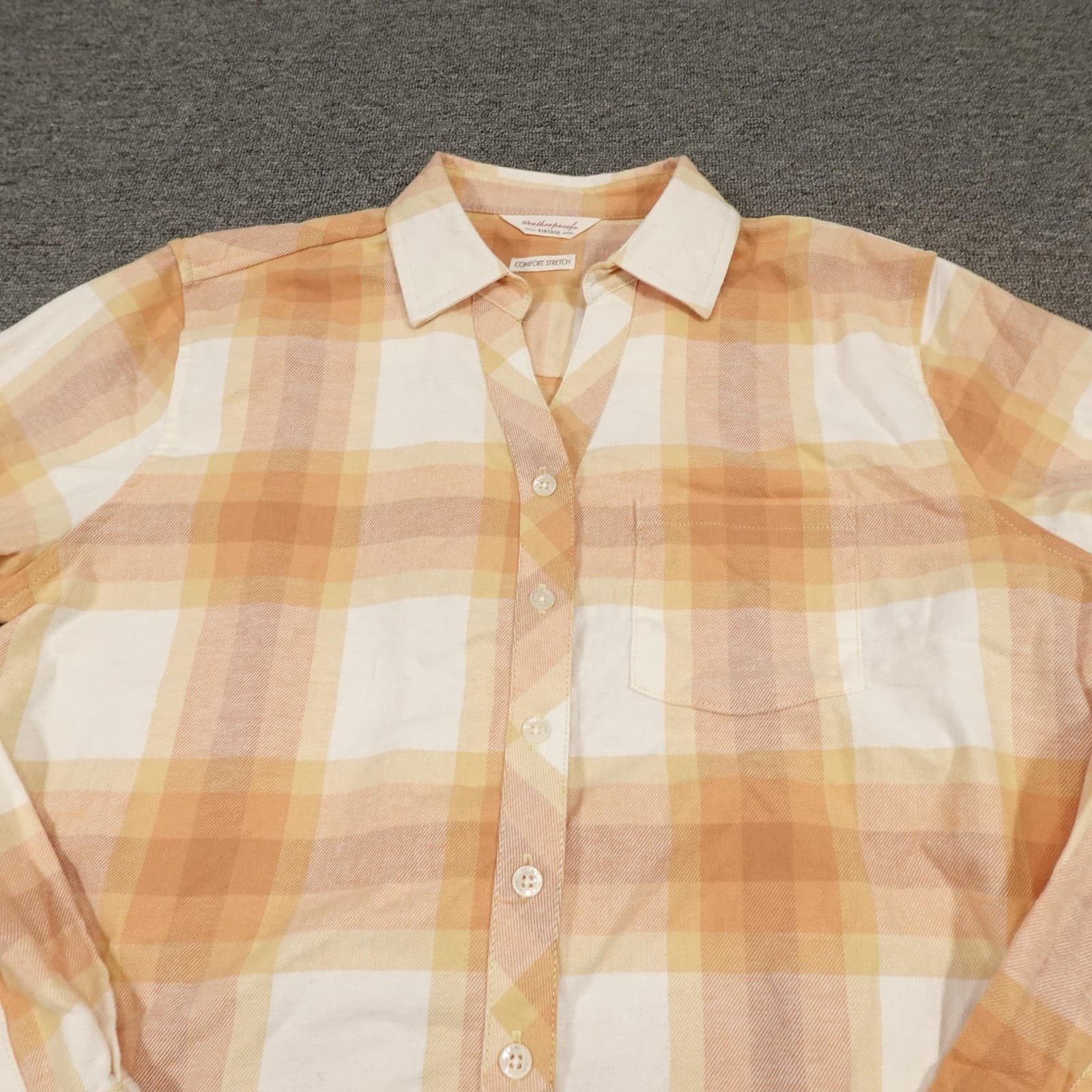 Weatherproof Plaid Shirt Mens Small Orange Button Down Casual Outdoor Hiking - Thumbnail 2