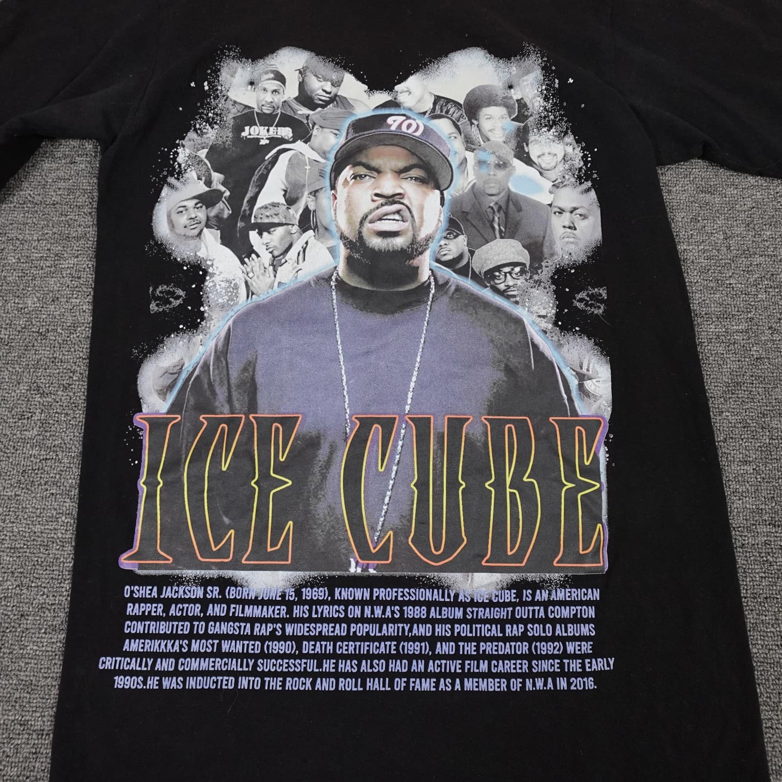 Ice Cube Graphic Tee Mens Small Black Hip Hop Rap Shirt Short Sleeve Streetwear - Thumbnail 2
