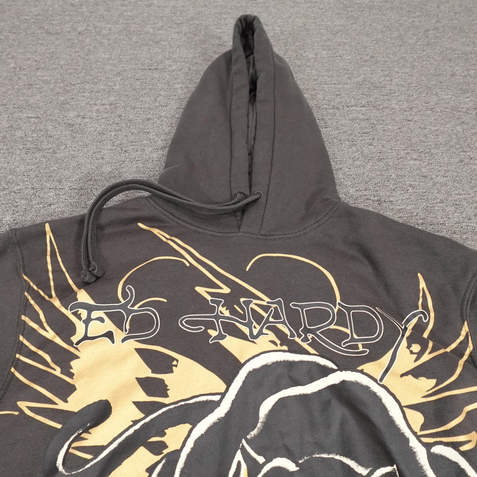 Ed Hardy Hoodie Mens Medium Gray Panther Eagle Tattoo Graphic Pullover Fleece - Thumbnail 3