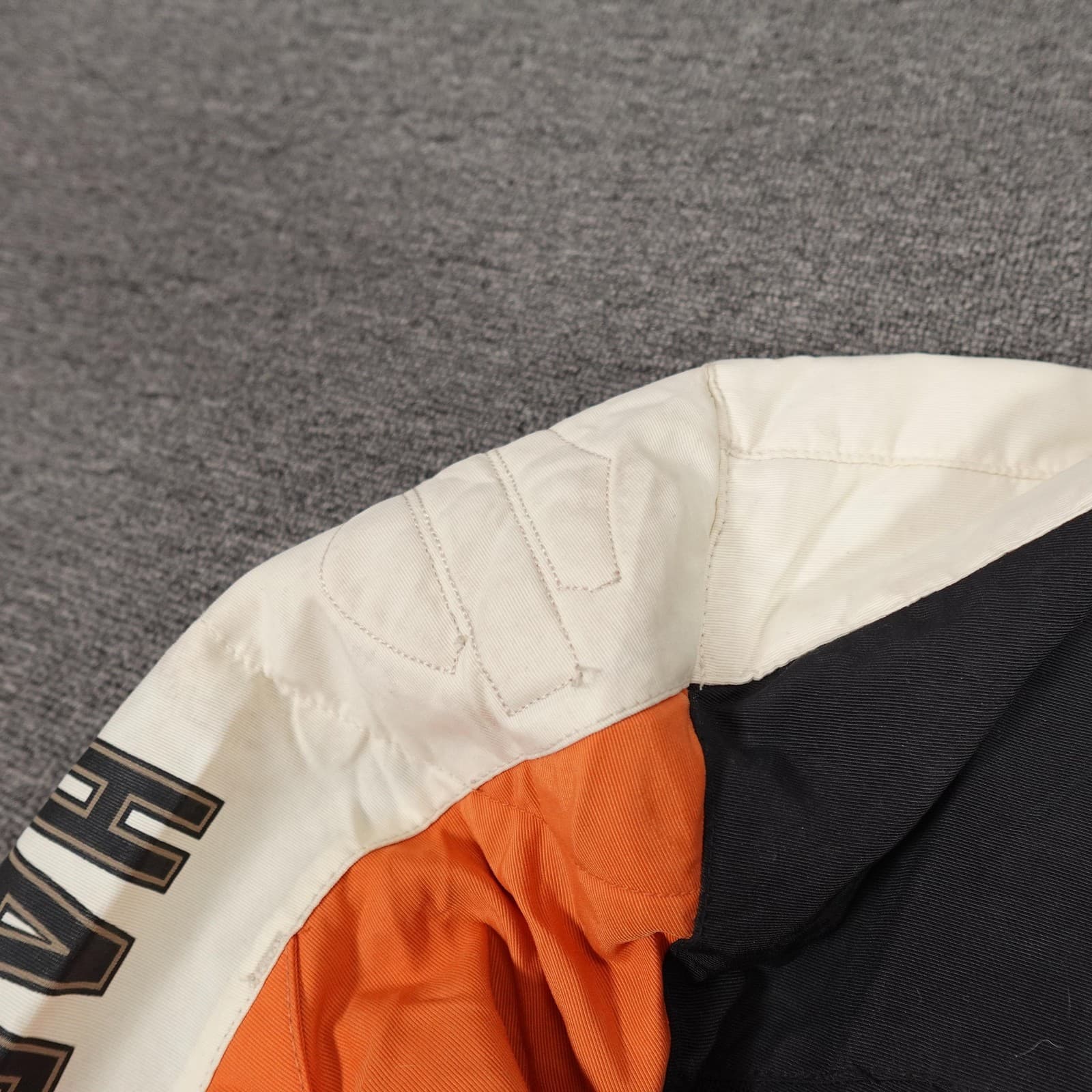 Vintage Harley Davidson Jacket Mens Medium Black Orange Riding Motorcycle Y2k - Thumbnail 4