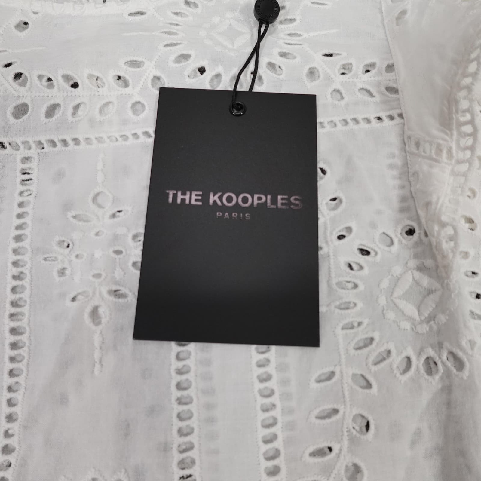 The Kooples Top 2 White Floral Eyelet Lace Ruffle Cold Shoulder Blouse Ladies - Thumbnail 2