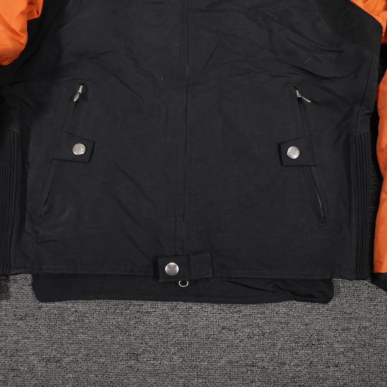 Vintage Harley Davidson Jacket Mens Medium Black Orange Riding Motorcycle Y2k - Thumbnail 7