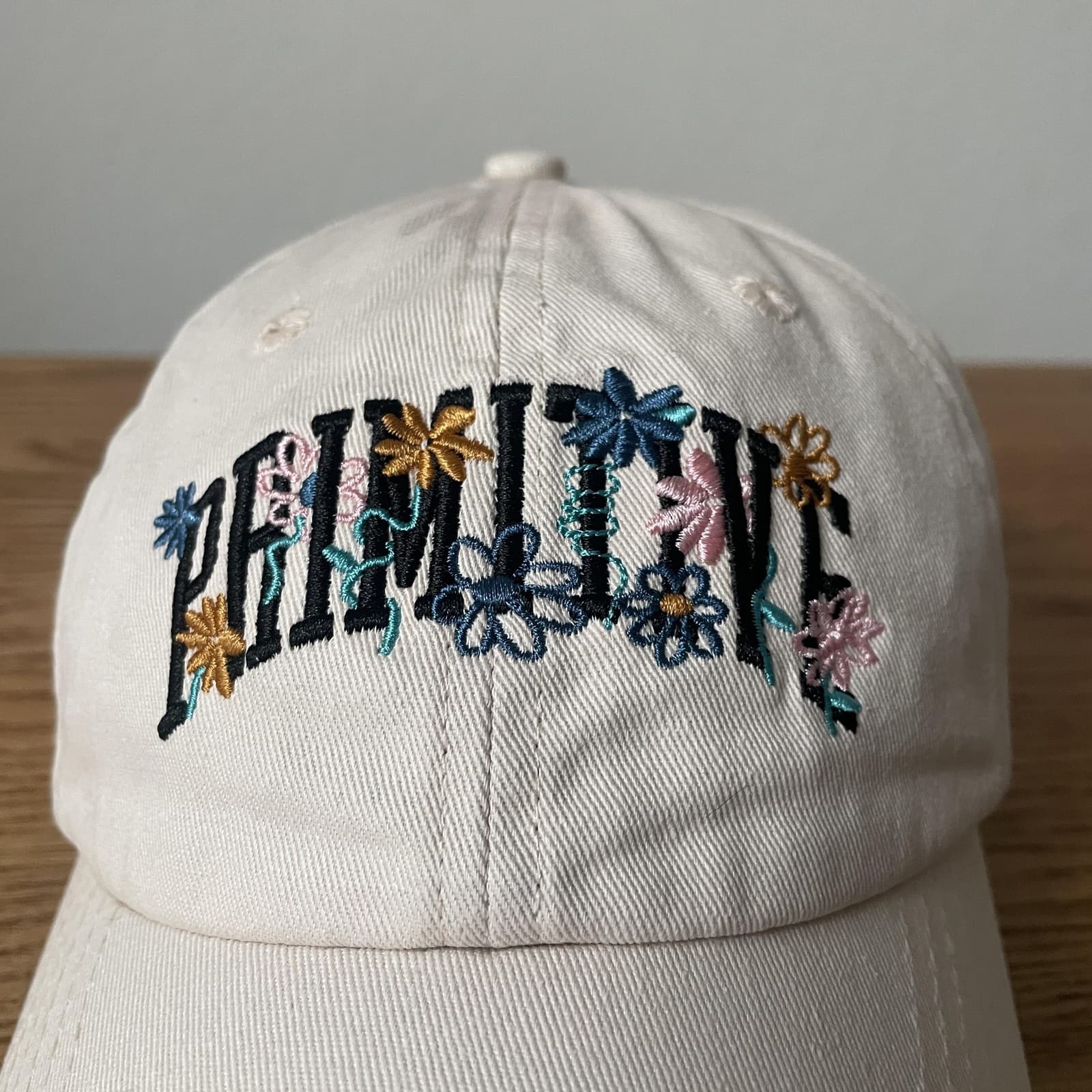Primitive Skateboarding Hat Cap Strap Back Skater Cream Embroidered Floral - Thumbnail 2