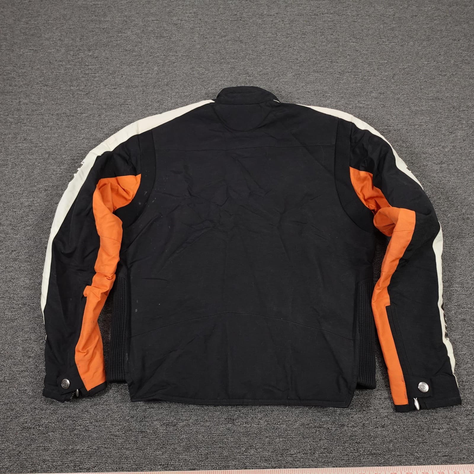 Vintage Harley Davidson Jacket Mens Medium Black Orange Riding Motorcycle Y2k - Thumbnail 8