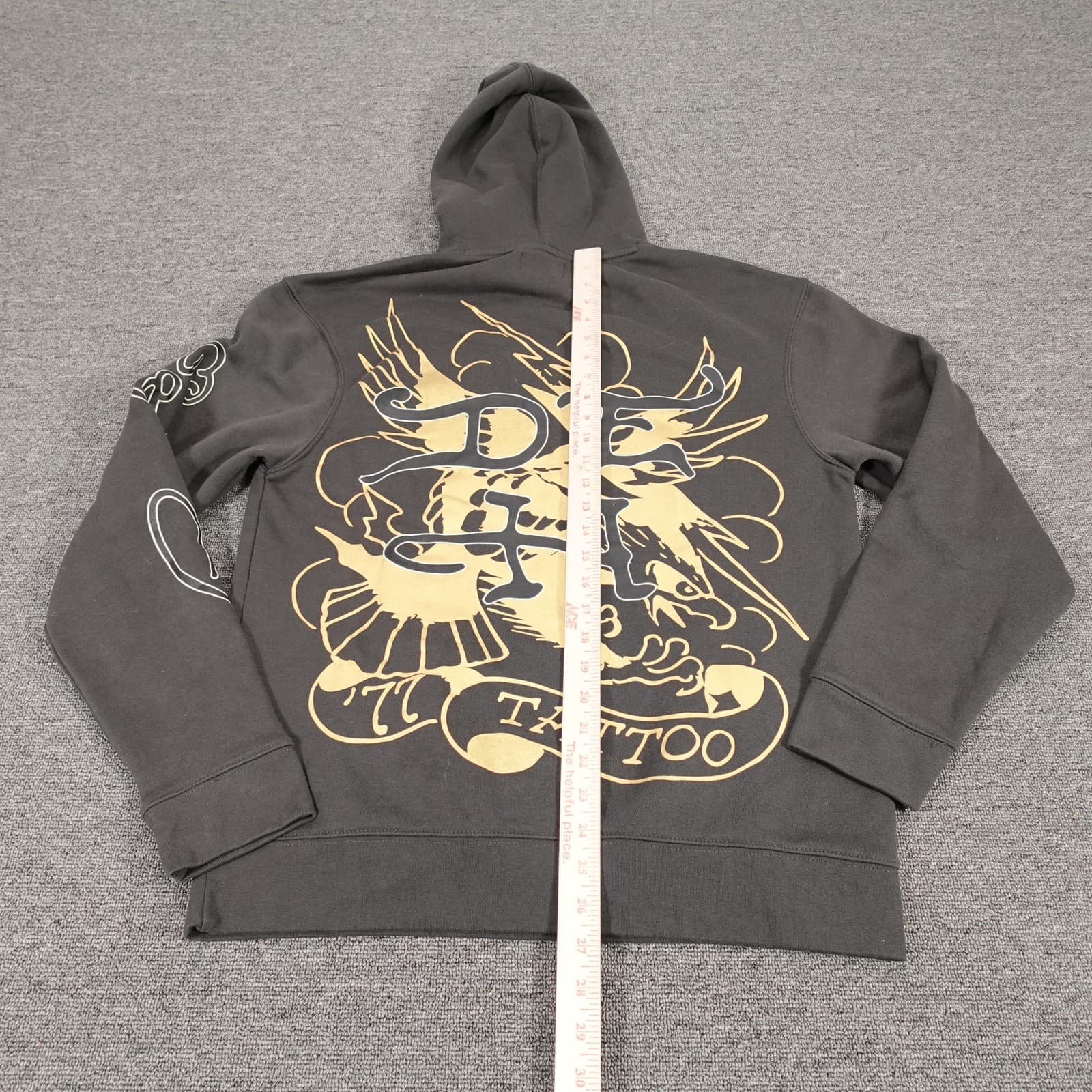 Ed Hardy Hoodie Mens Medium Gray Panther Eagle Tattoo Graphic Pullover Fleece - Thumbnail 11