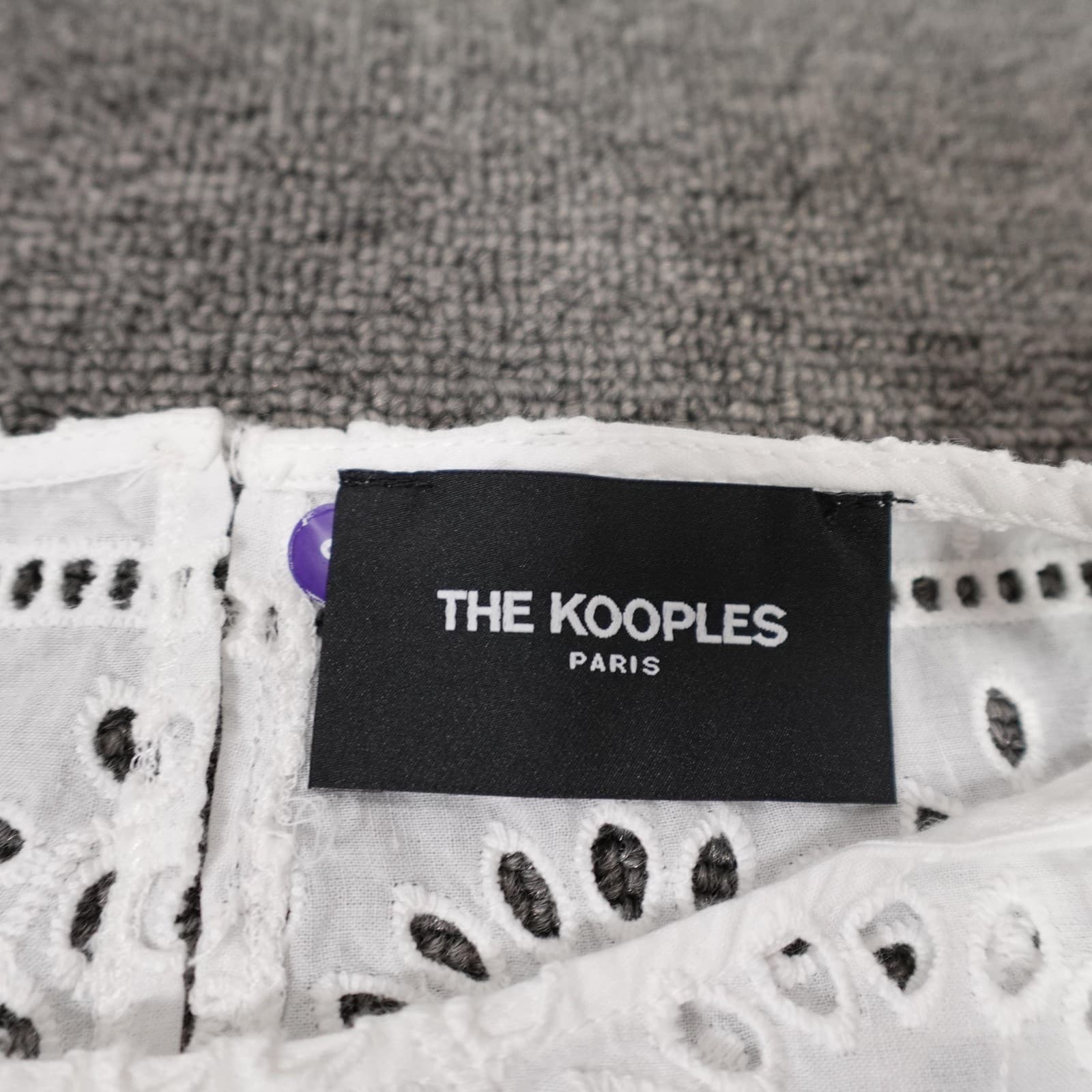 The Kooples Top 2 White Floral Eyelet Lace Ruffle Cold Shoulder Blouse Ladies - Thumbnail 4