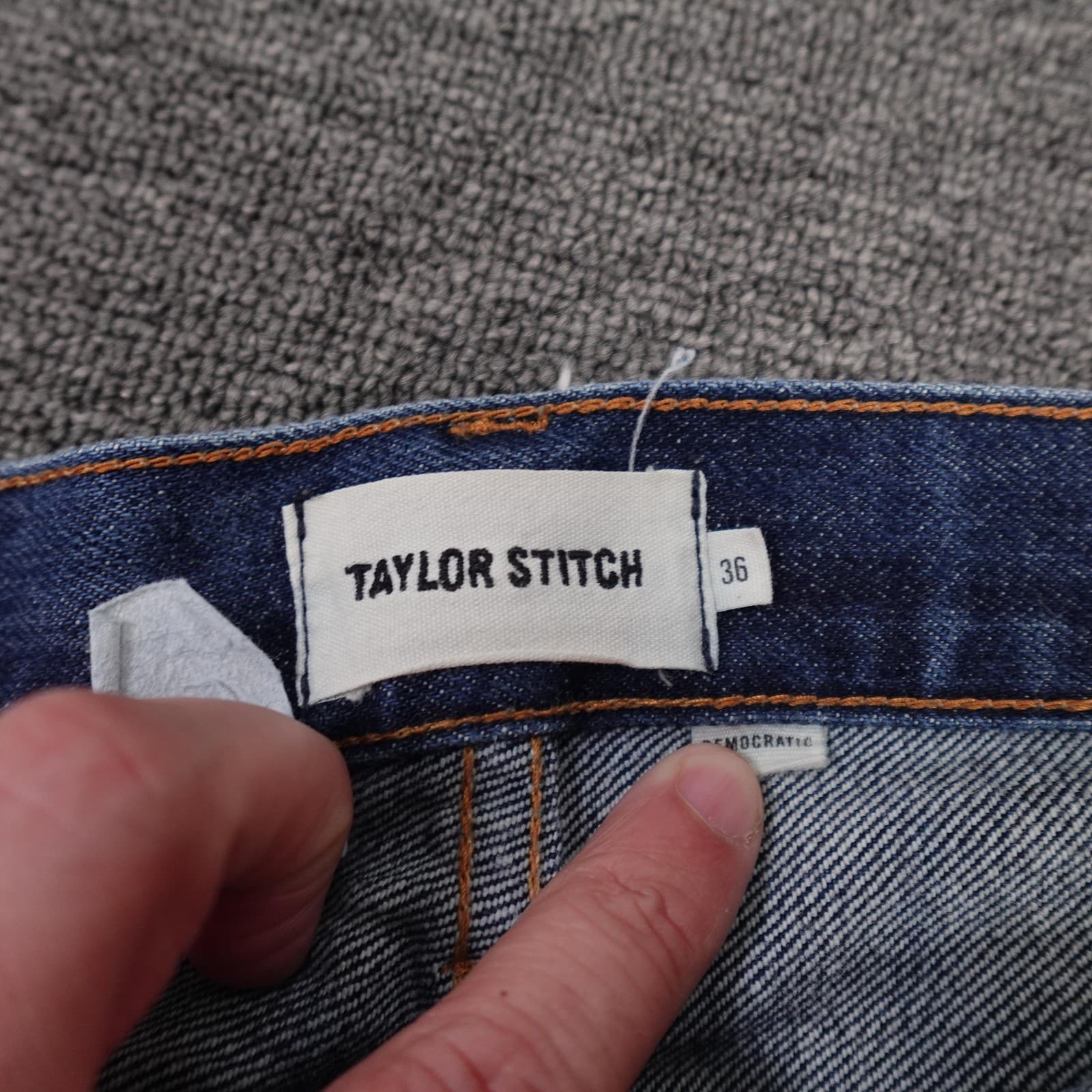 Taylor Stitch Jeans Mens 36x36 Blue Democratic Dark Wash Regular Straight Denim - Thumbnail 3