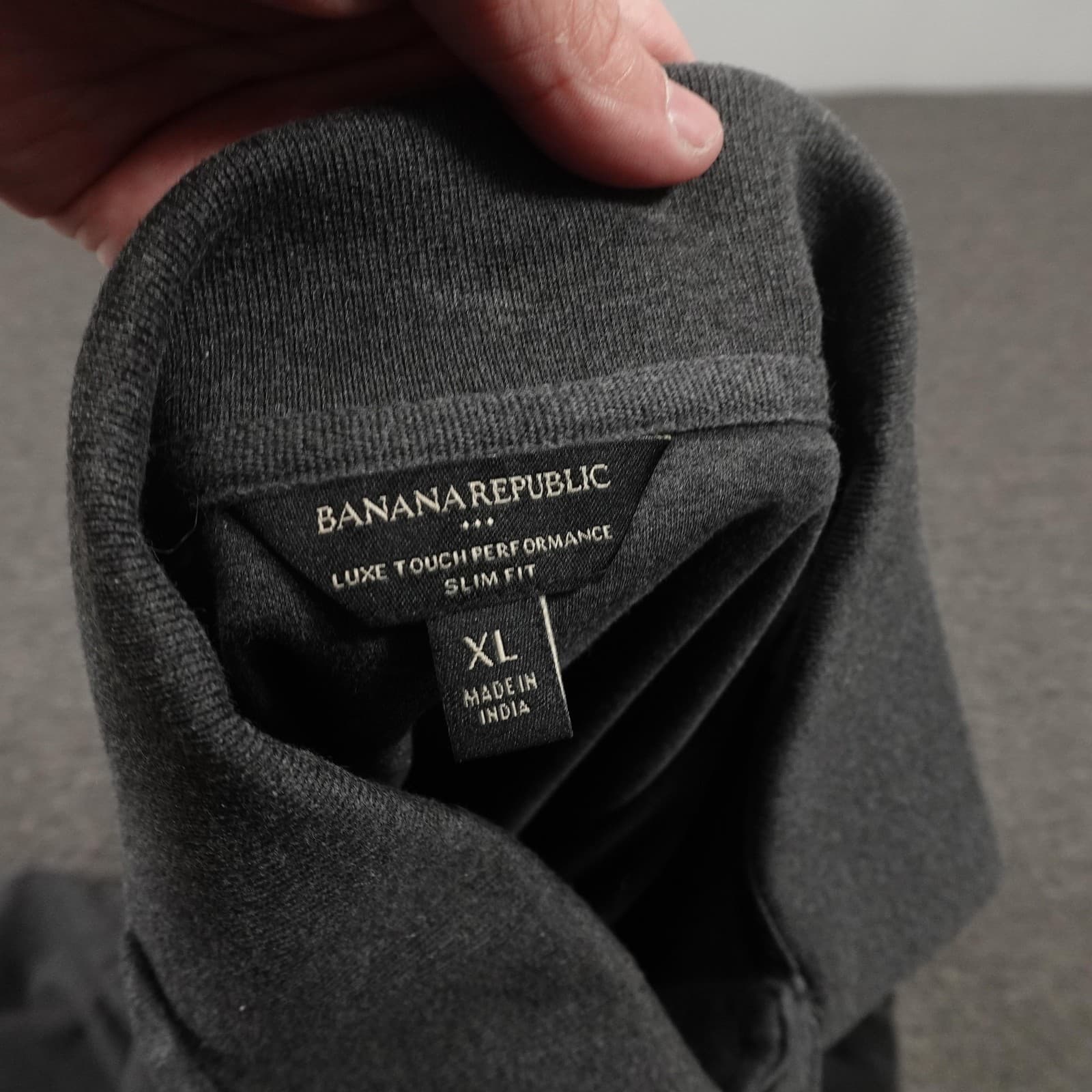 Banana Republic Polo Shirt Mens XL Charcoal Luxe Touch Performance Slim Fit - Thumbnail 8