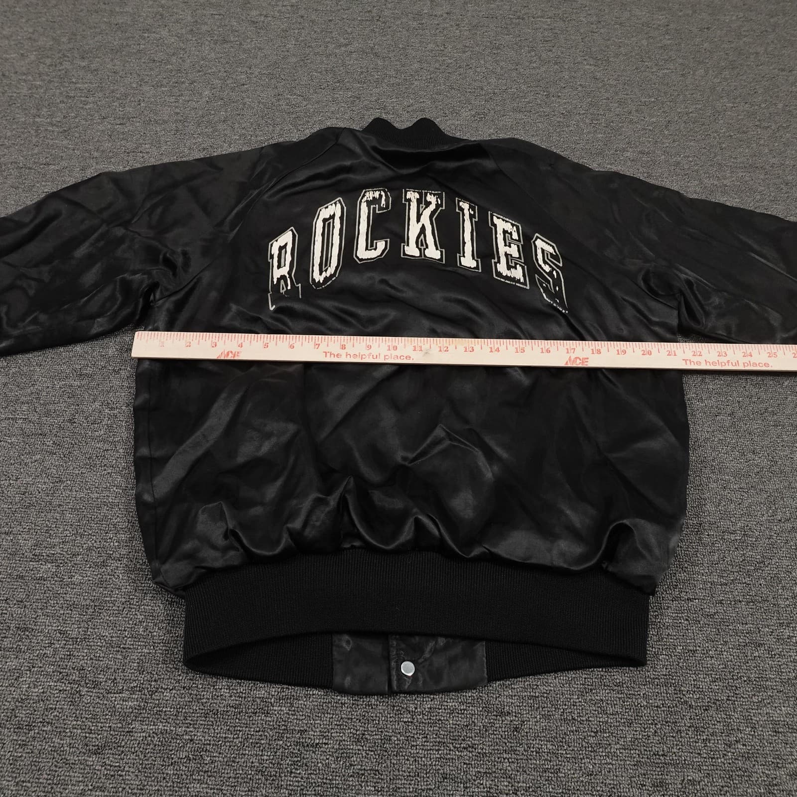 Vintage Colorado Rockies Bomber Jacket Medium Black Satin MLB Baseball 90s - Thumbnail 8