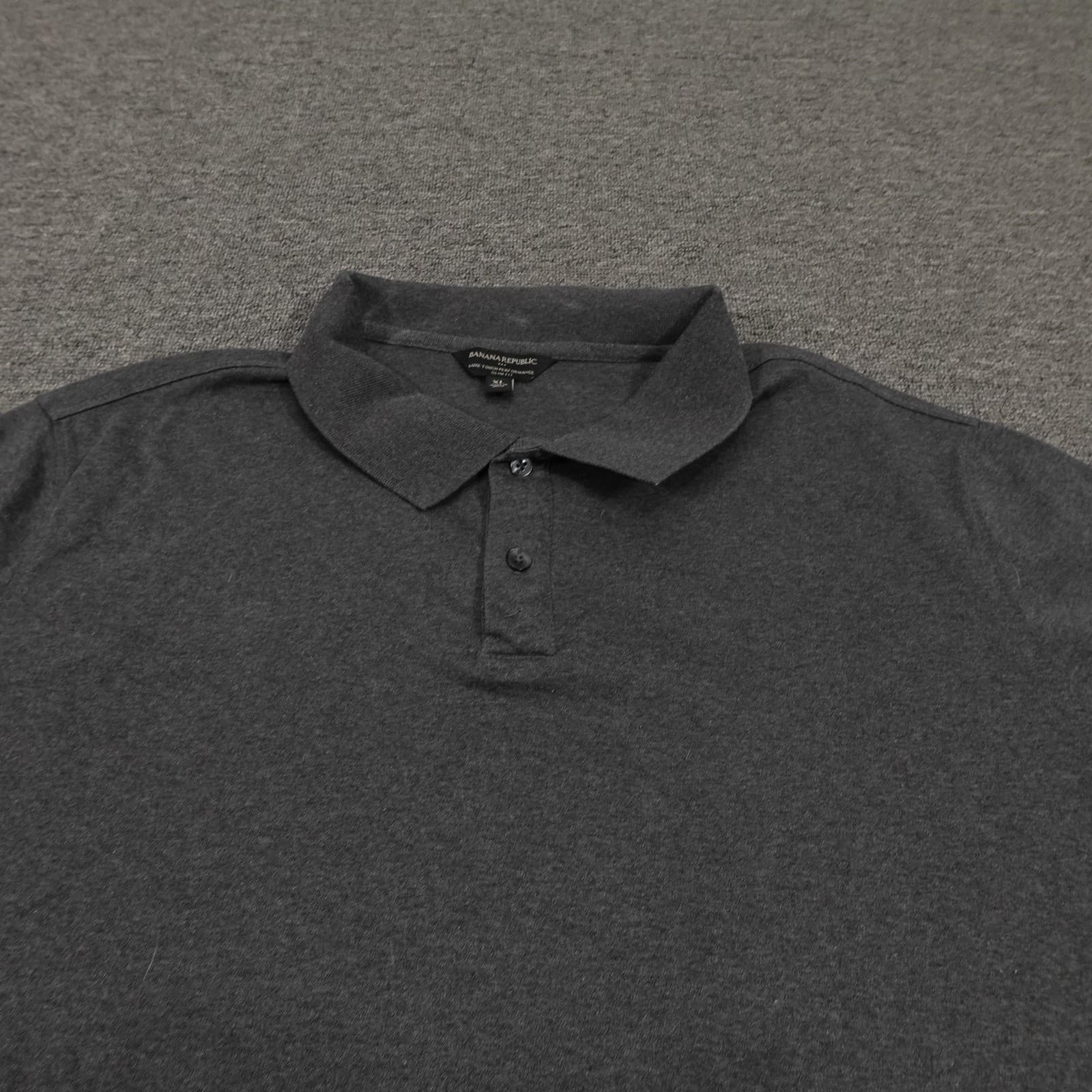 Banana Republic Polo Shirt Mens XL Charcoal Luxe Touch Performance Slim Fit - Thumbnail 2