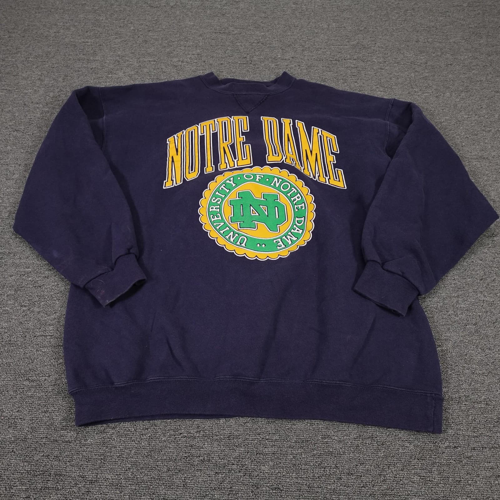 Vintage Notre Dame Fighting Irish Sweatshirt XL Blue NCAA Football USA 90s