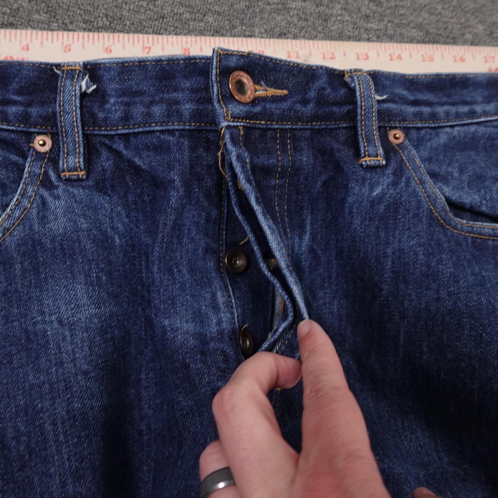 Taylor Stitch Jeans Mens 36x36 Blue Democratic Dark Wash Regular Straight Denim - Thumbnail 8