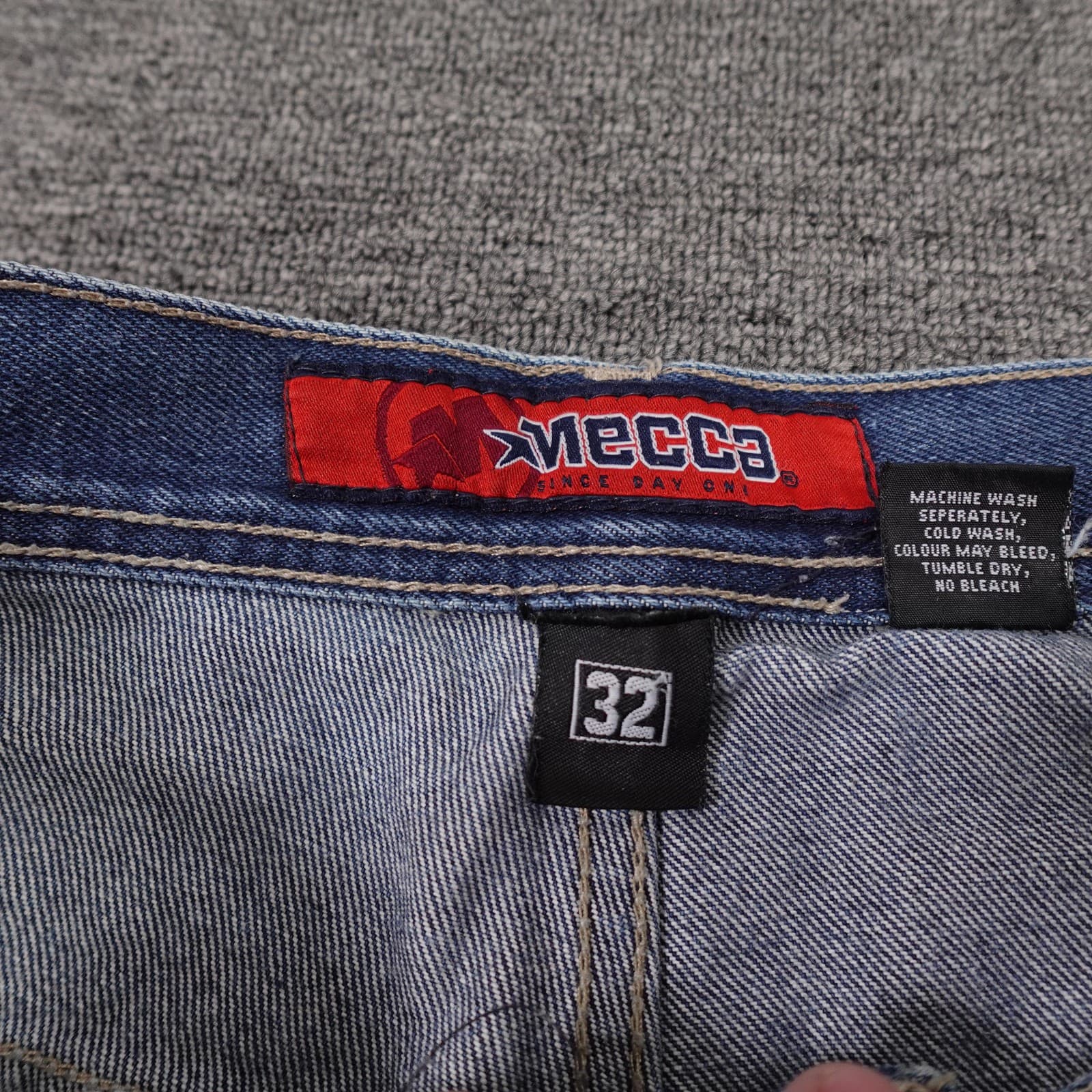 Vintage Mecca Jeans 32x32 Blue Skater Street Relaxed Baggy Distressed Denim Y2k - Thumbnail 4