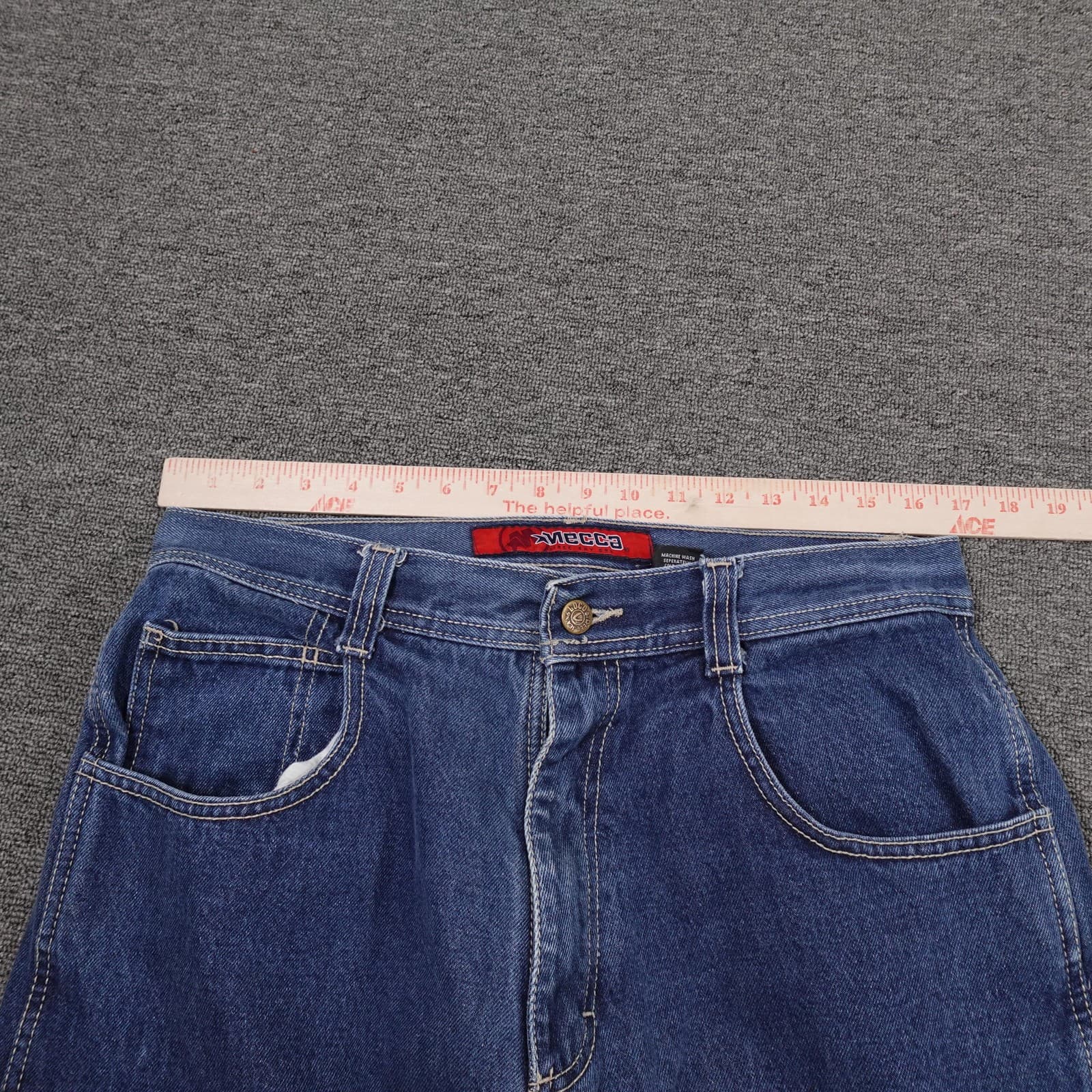 Vintage Mecca Jeans 32x32 Blue Skater Street Relaxed Baggy Distressed Denim Y2k - Thumbnail 9