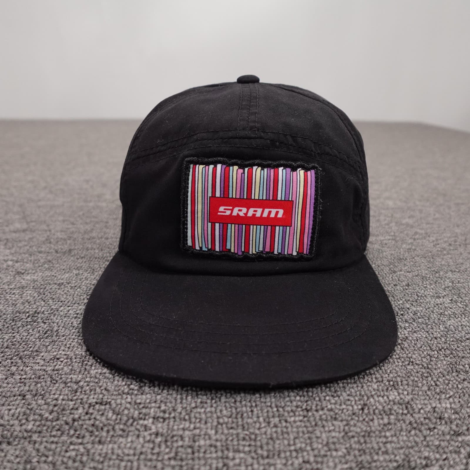 SRAM Hat Cap Strap Back Mens One Size Black Nylon 5 Panel Cycling Baseball