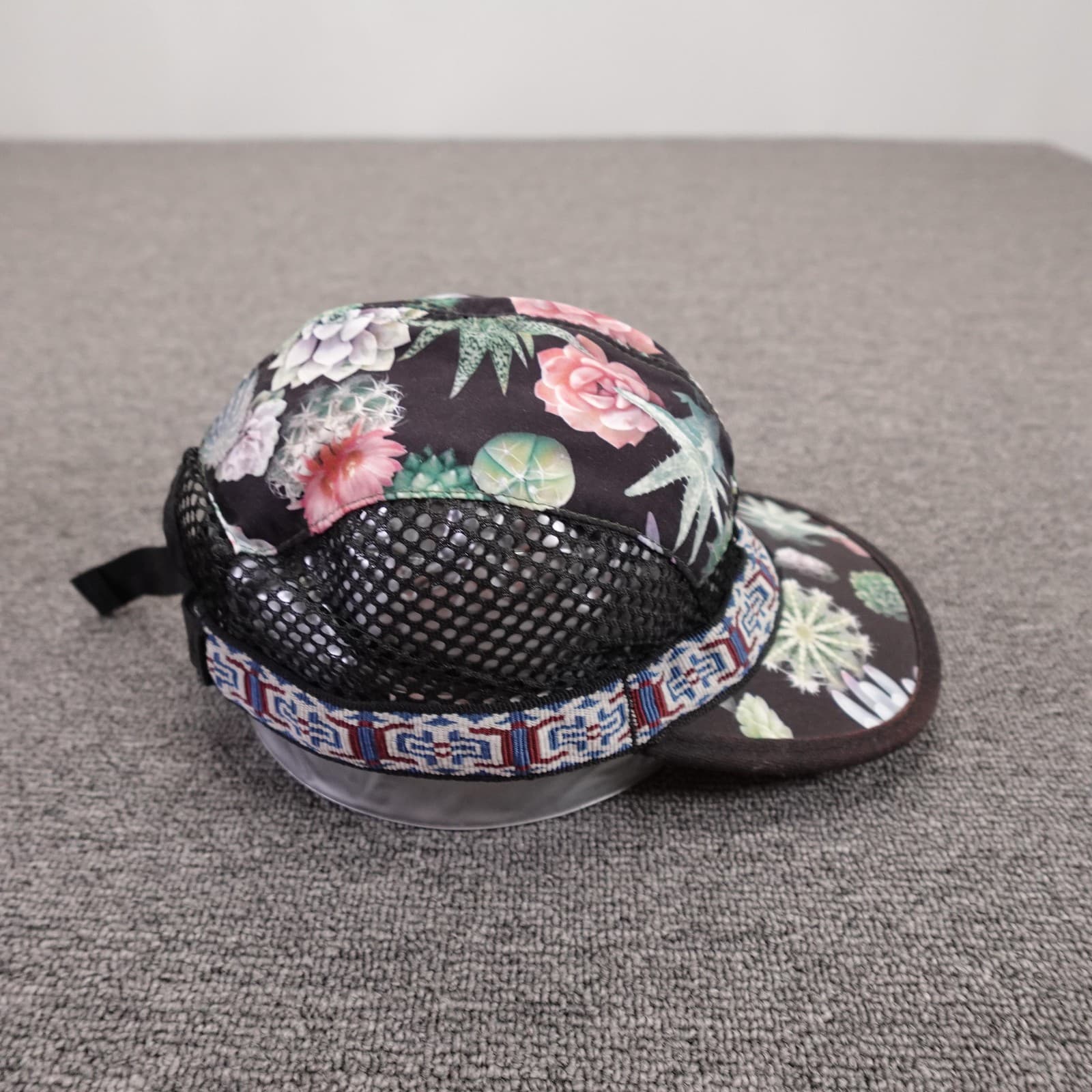 KAVU Hat Cap Strap Back Mens M Black Floral Mesh 5 Panel Outdoor Summer Camping - Thumbnail 6
