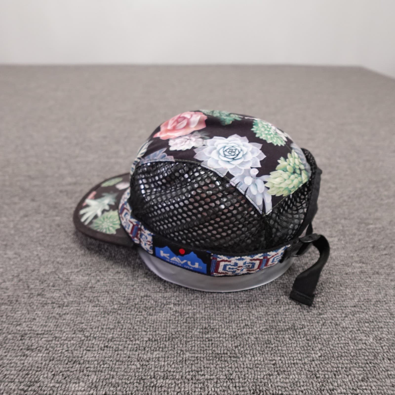 KAVU Hat Cap Strap Back Mens M Black Floral Mesh 5 Panel Outdoor Summer Camping - Thumbnail 3